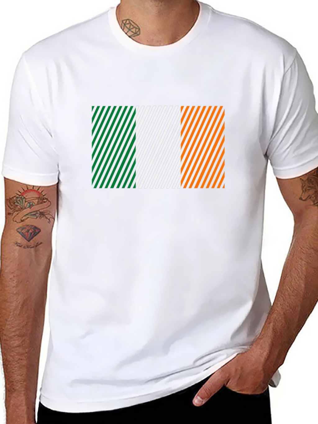 Irish Flag Diagonal Stripes Graphic Tee