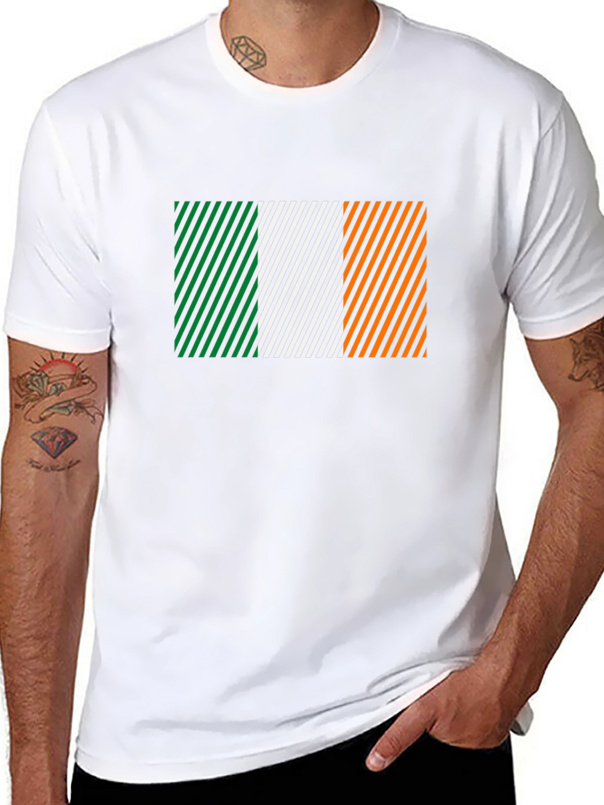 Irish Flag Diagonal Stripes Graphic Tee