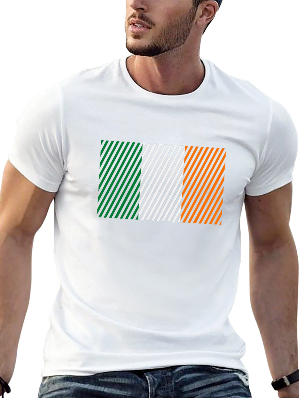 Irish Flag Diagonal Stripes Graphic Tee