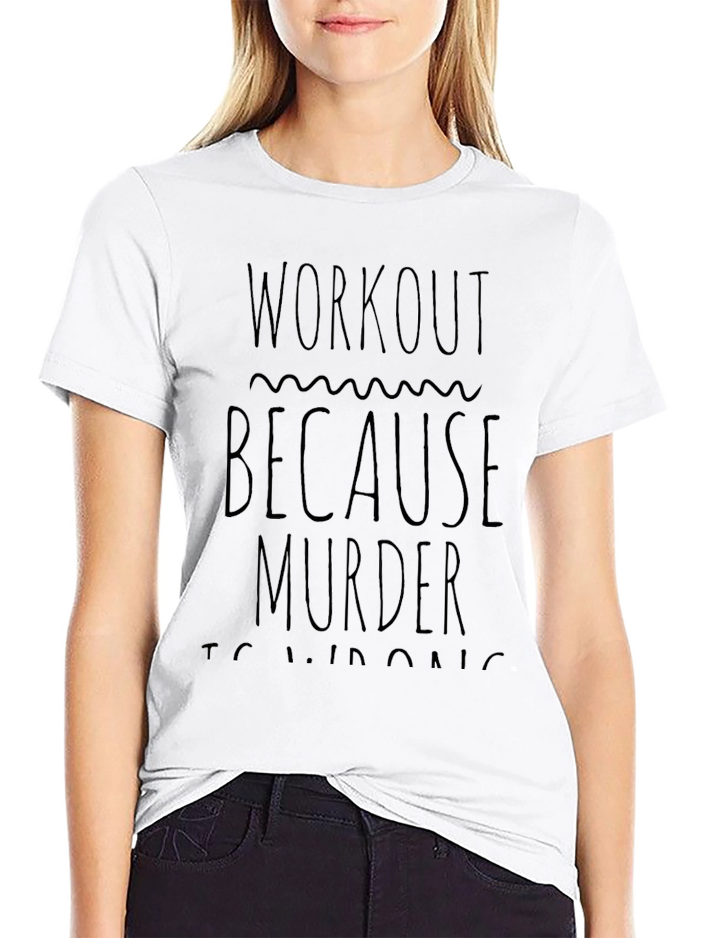 Workout Because Murder Is Wrong Black Graphic Tee