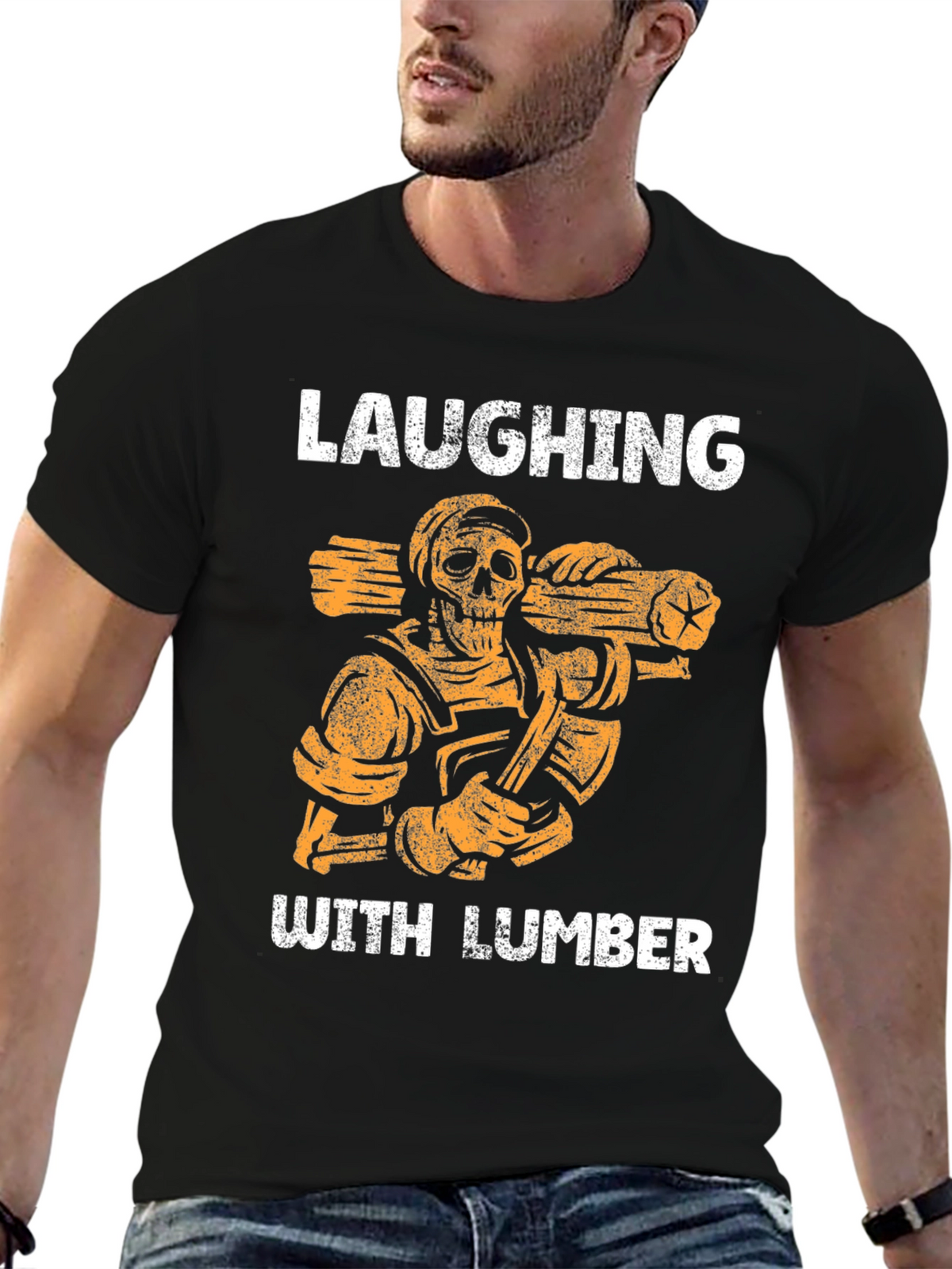 Laughing With Lumber Skeleton Graphic Tee