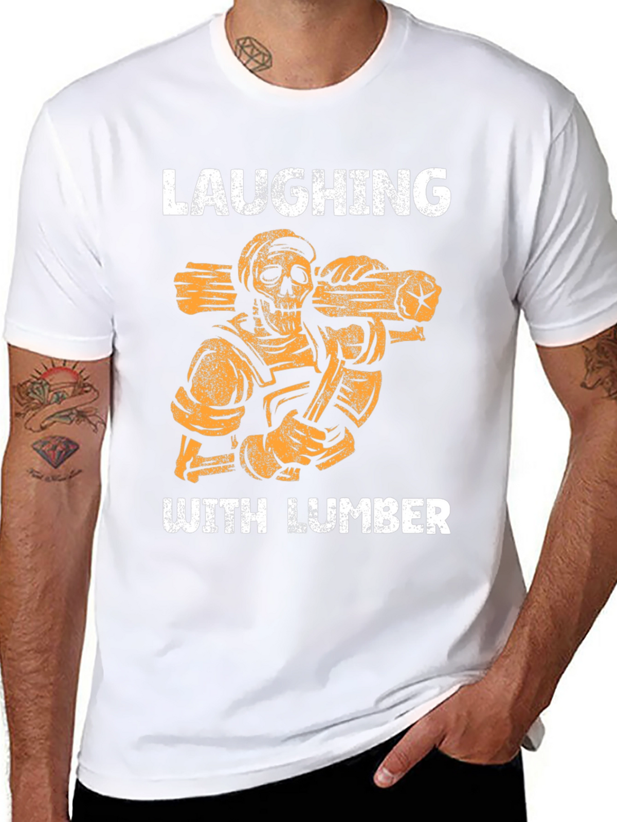 Laughing With Lumber Skeleton Graphic Tee