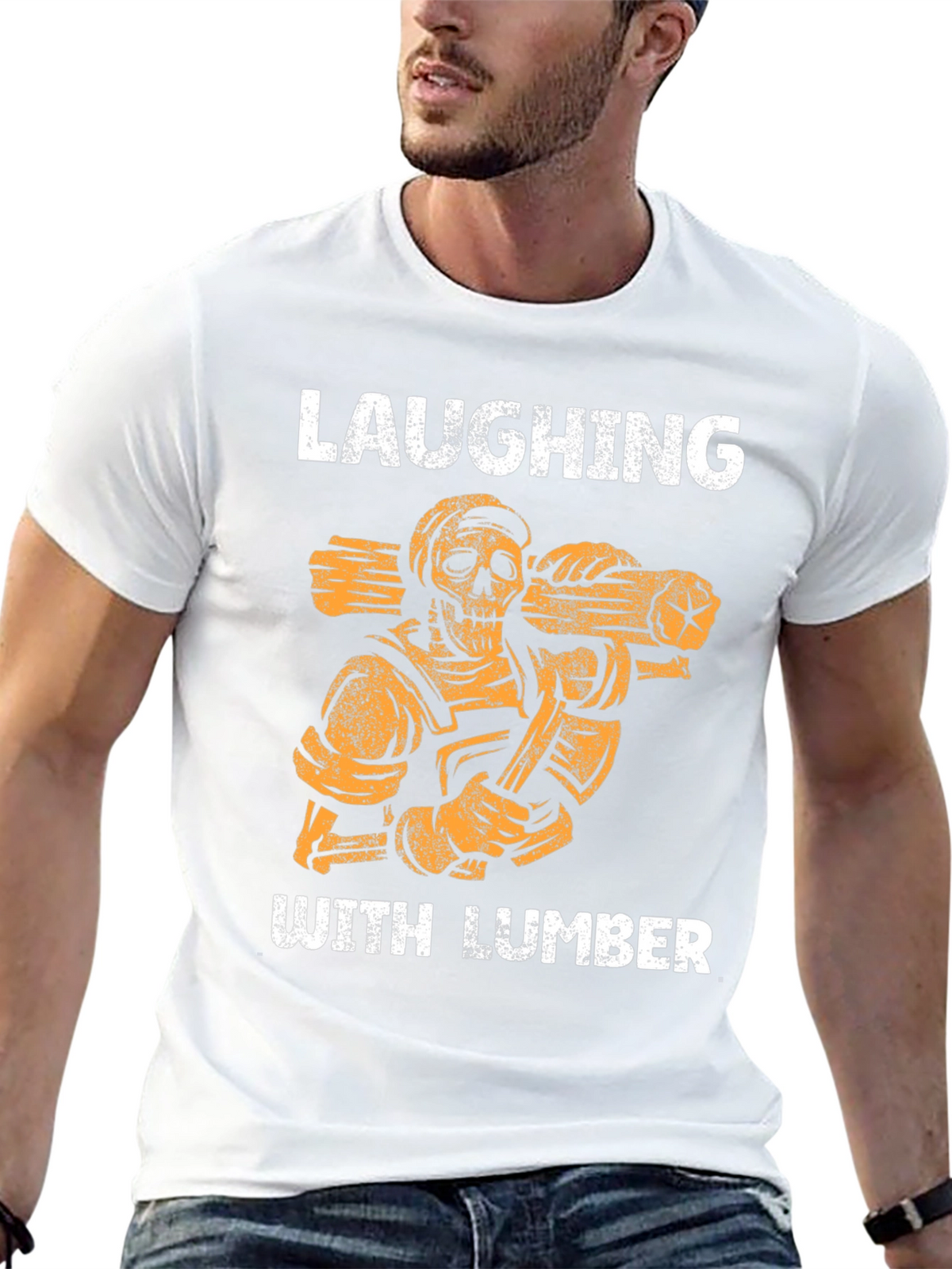 Laughing With Lumber Skeleton Graphic Tee