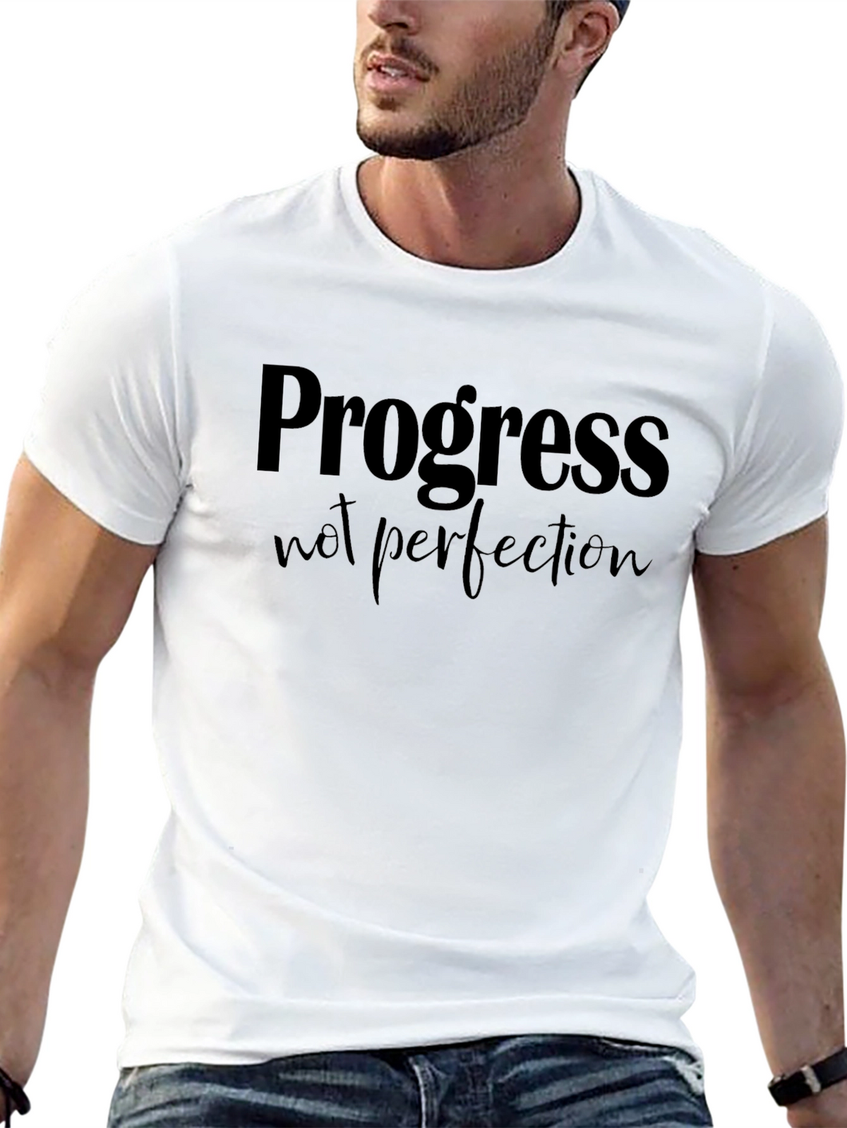 Progress Not Perfection Black Graphic Tee