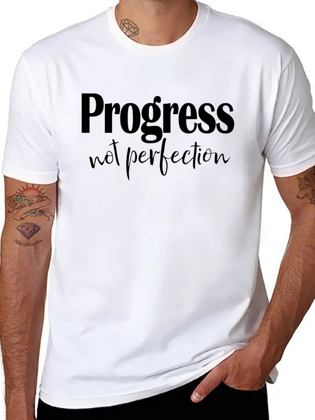 Progress Not Perfection Black Graphic Tee
