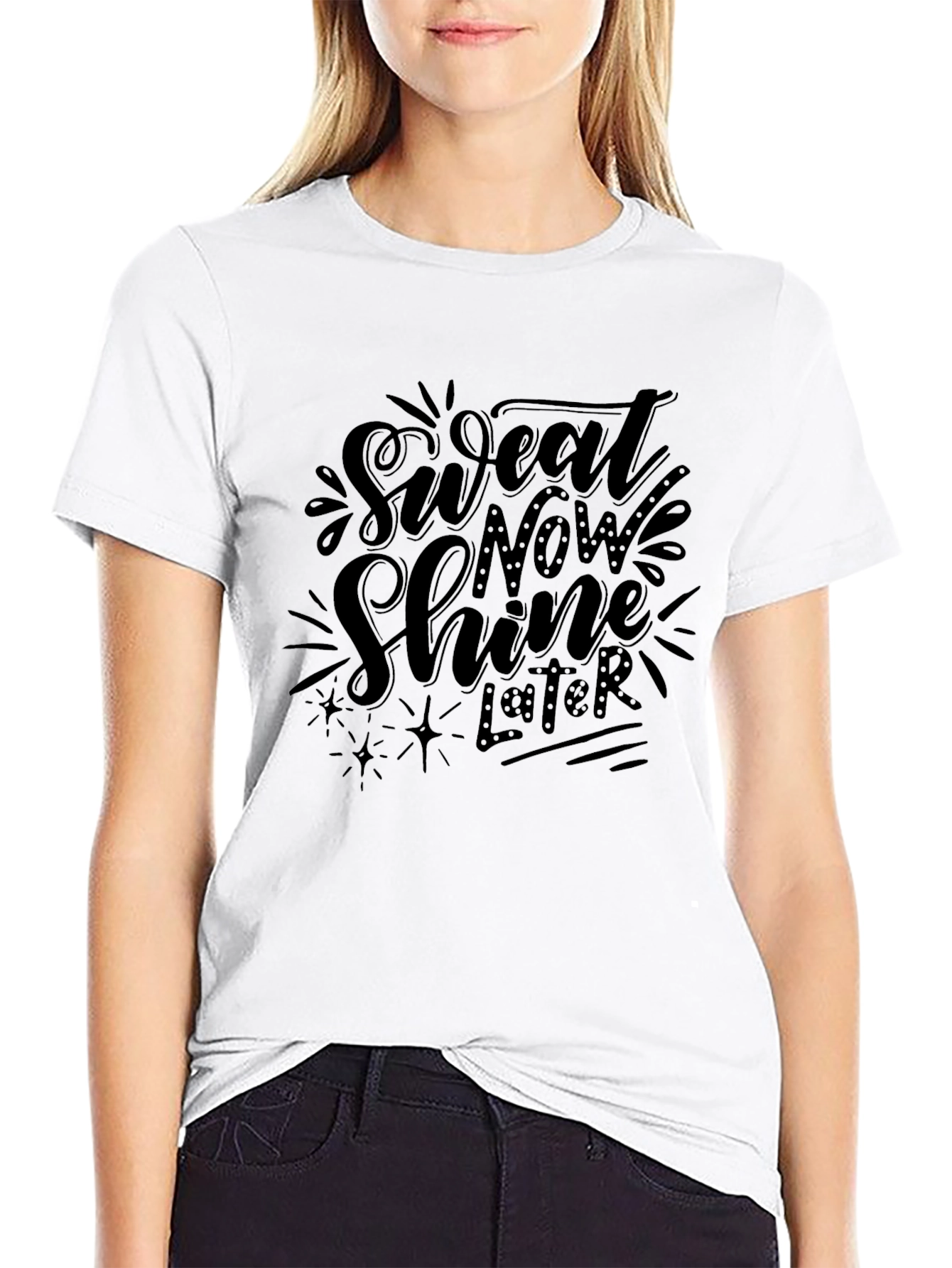 Sweat Now Shine Later Black Graphic Tee