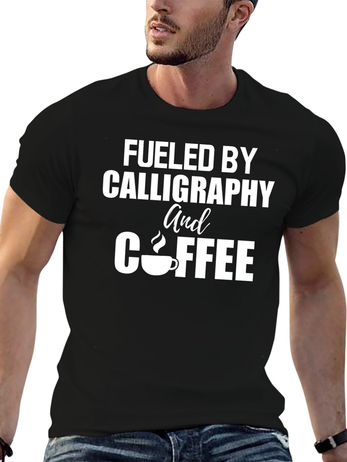 Calligraphy & Coffee Black T-Shirt