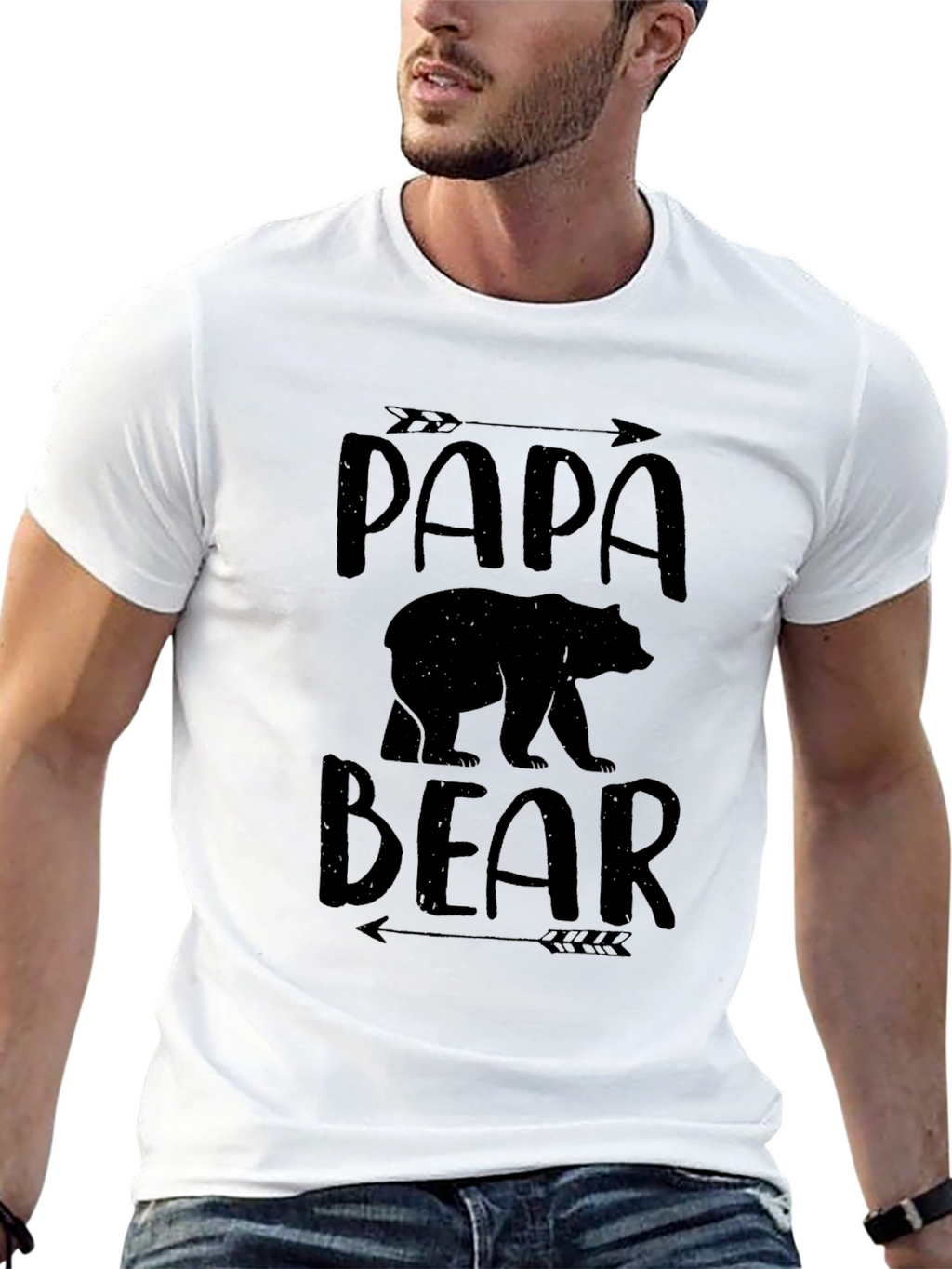 Papa Bear Graphic Tee - Black Cotton Comfort
