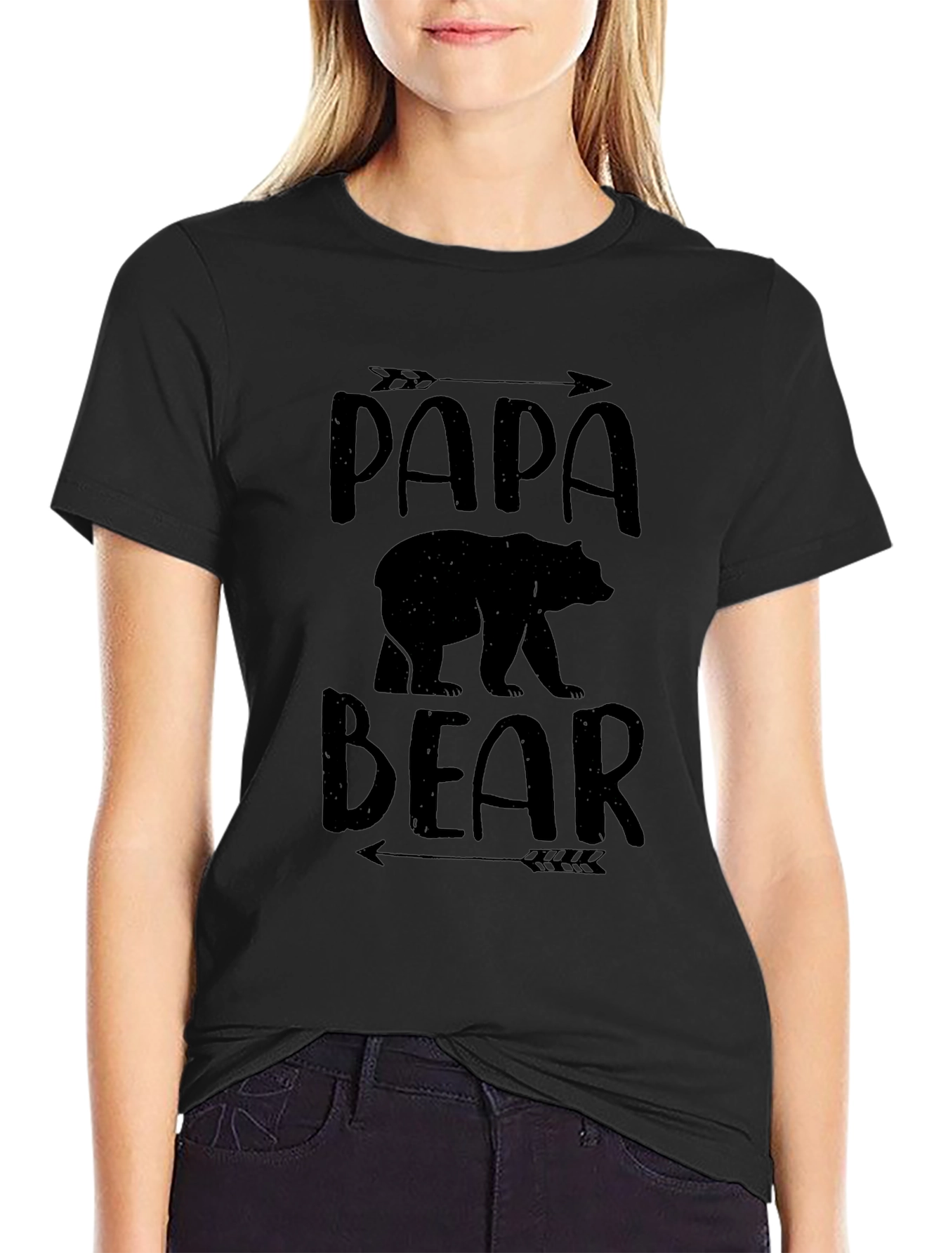Papa Bear Graphic Tee - Black Cotton Comfort