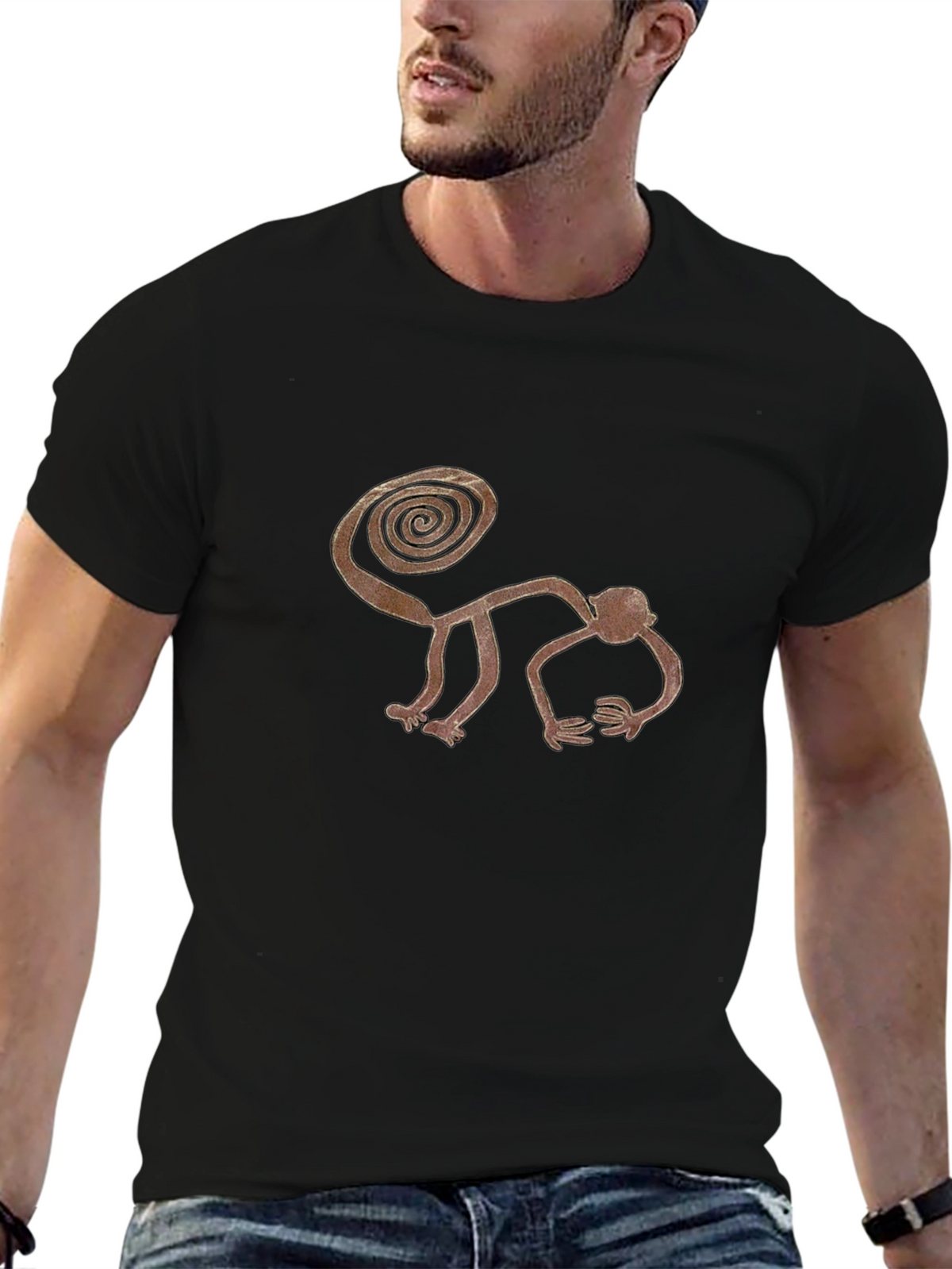 Stylized Monkey Graphic Tee - Casual Black T-Shirt