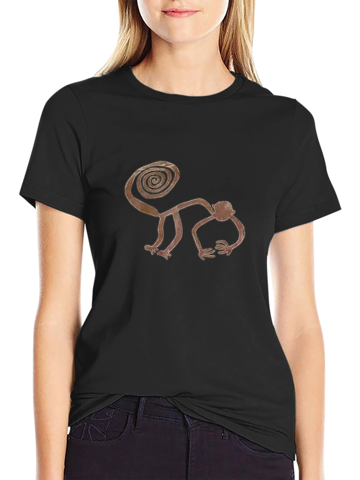 Stylized Monkey Graphic Tee - Casual Black T-Shirt