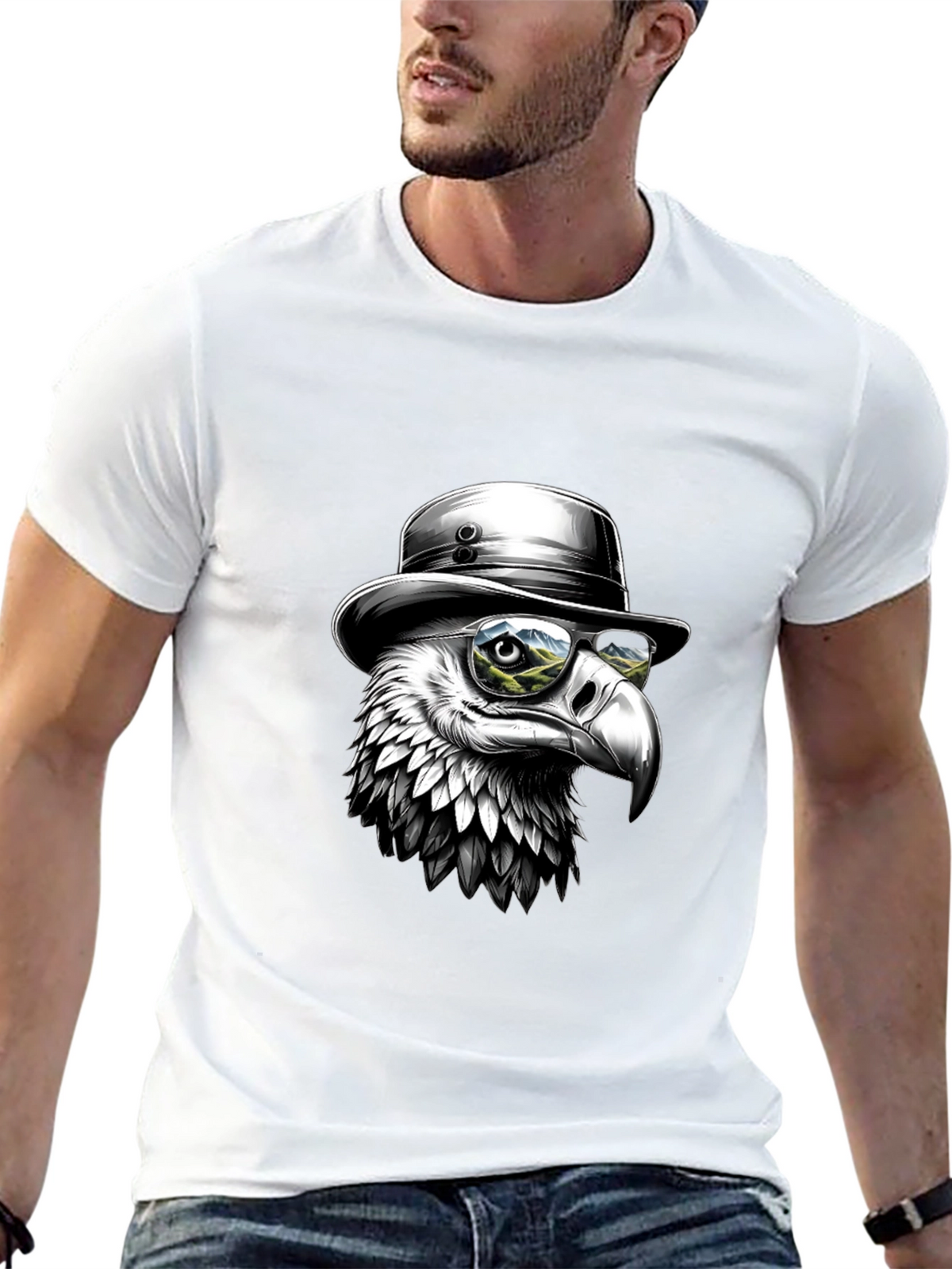 Cool Eagle T-Shirt - Bird with Hat & Glasses