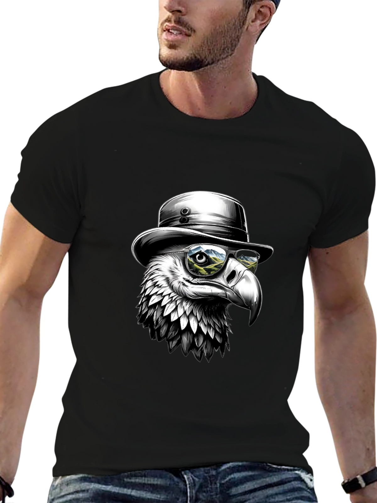 Cool Eagle T-Shirt - Bird with Hat & Glasses