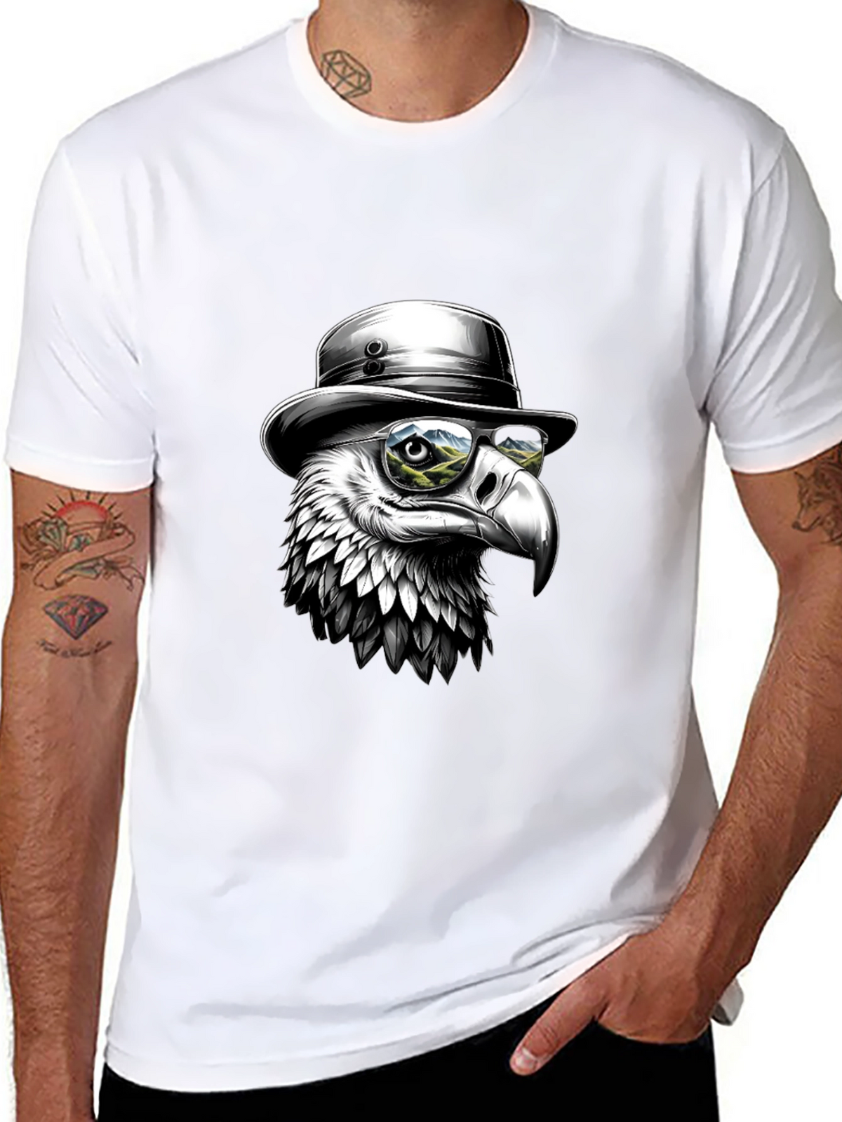 Cool Eagle T-Shirt - Bird with Hat & Glasses