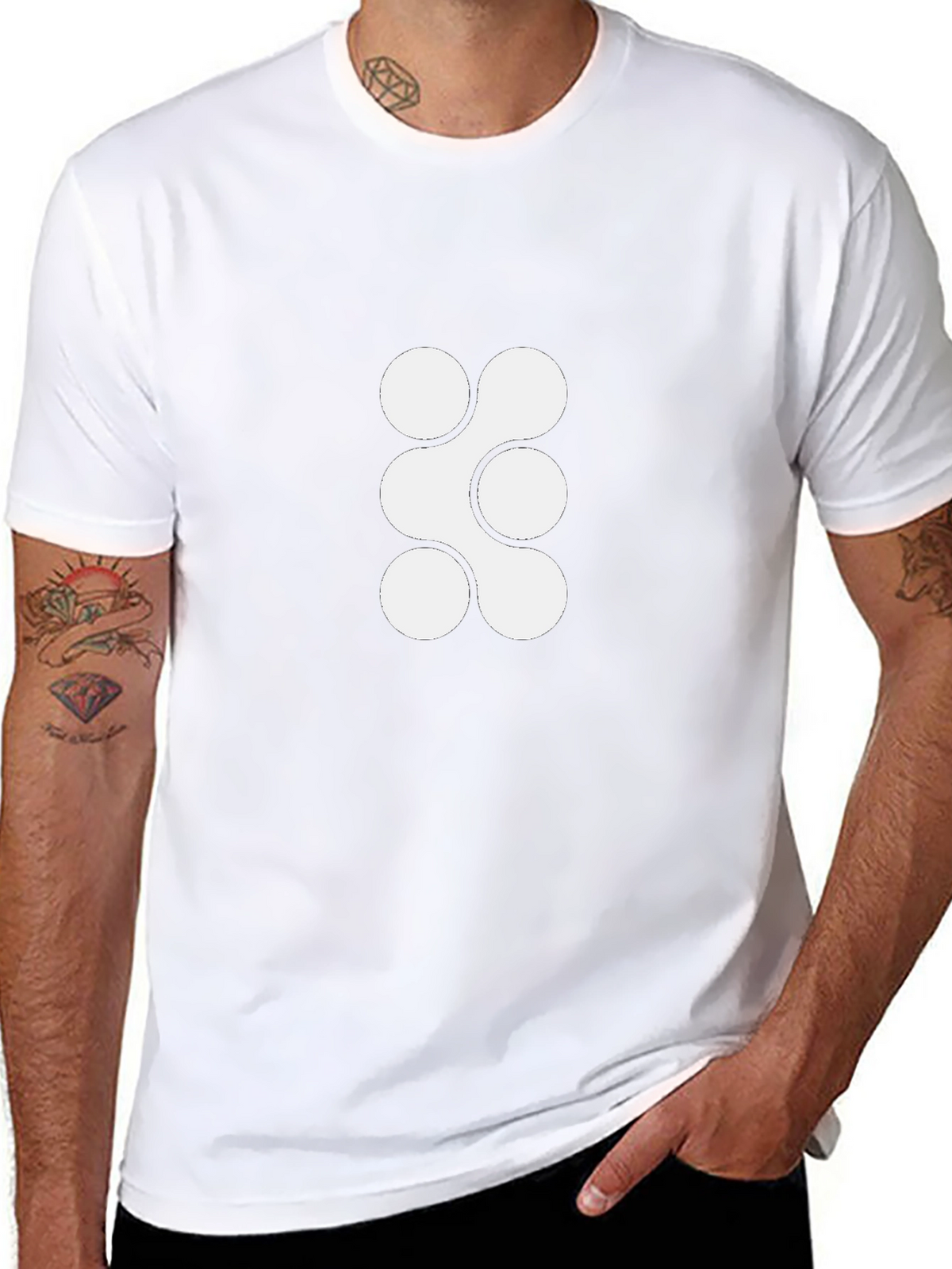 Modern Black Tee with Abstract Circle Design