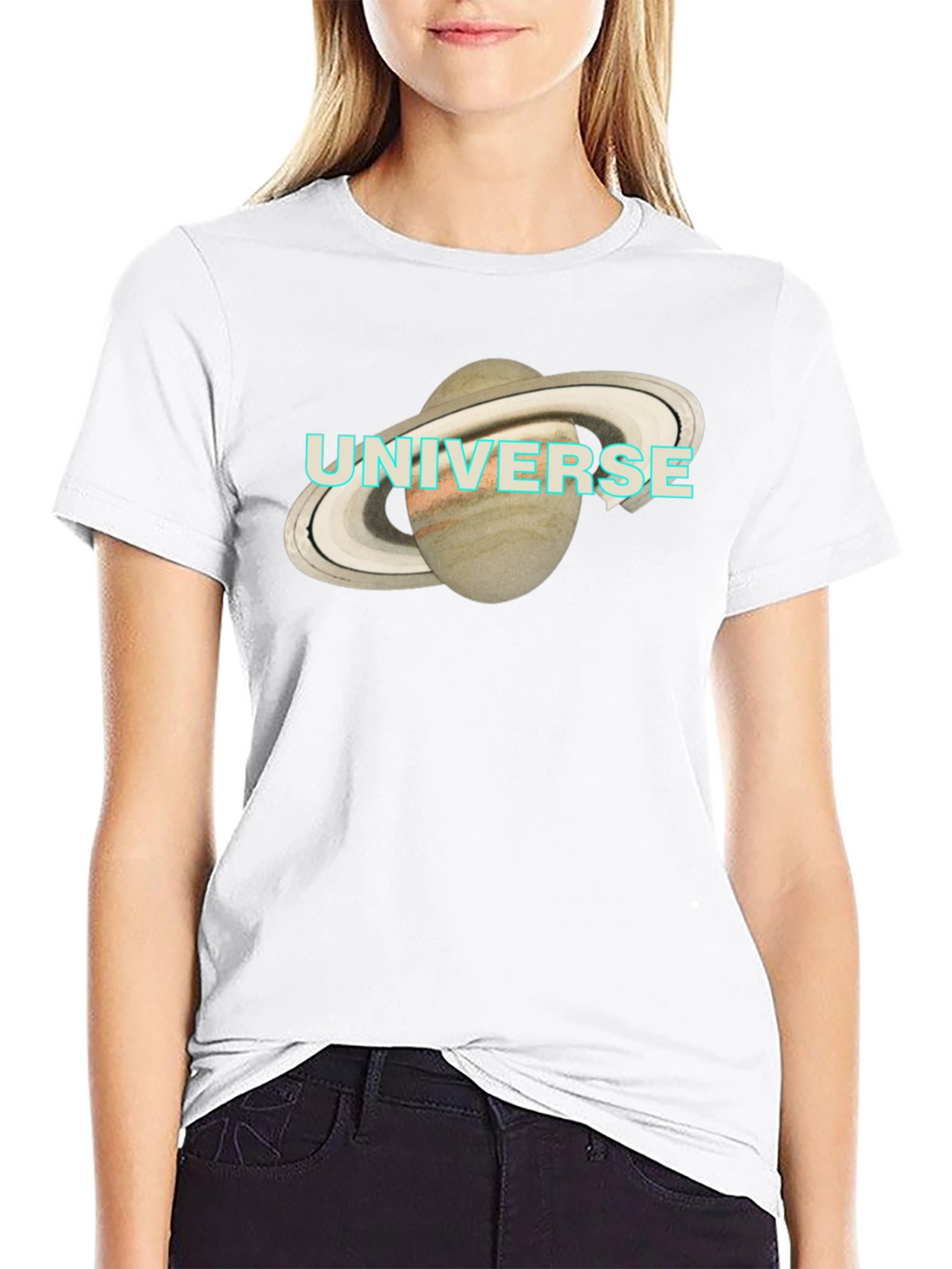 Universe Saturn Graphic T-Shirt - Mens Black Tee