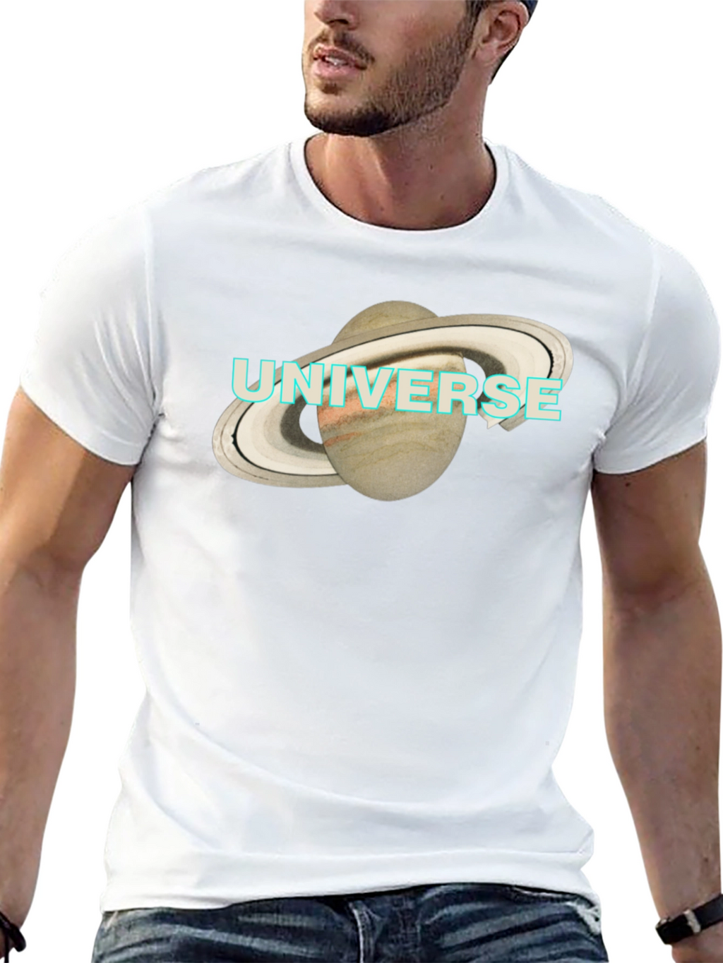 Universe Saturn Graphic T-Shirt - Mens Black Tee