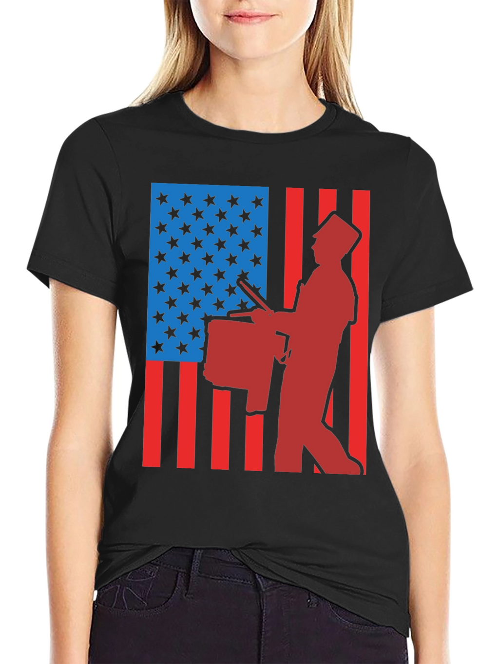 Patriotic Drummer T-Shirt - USA Flag Graphic Tee