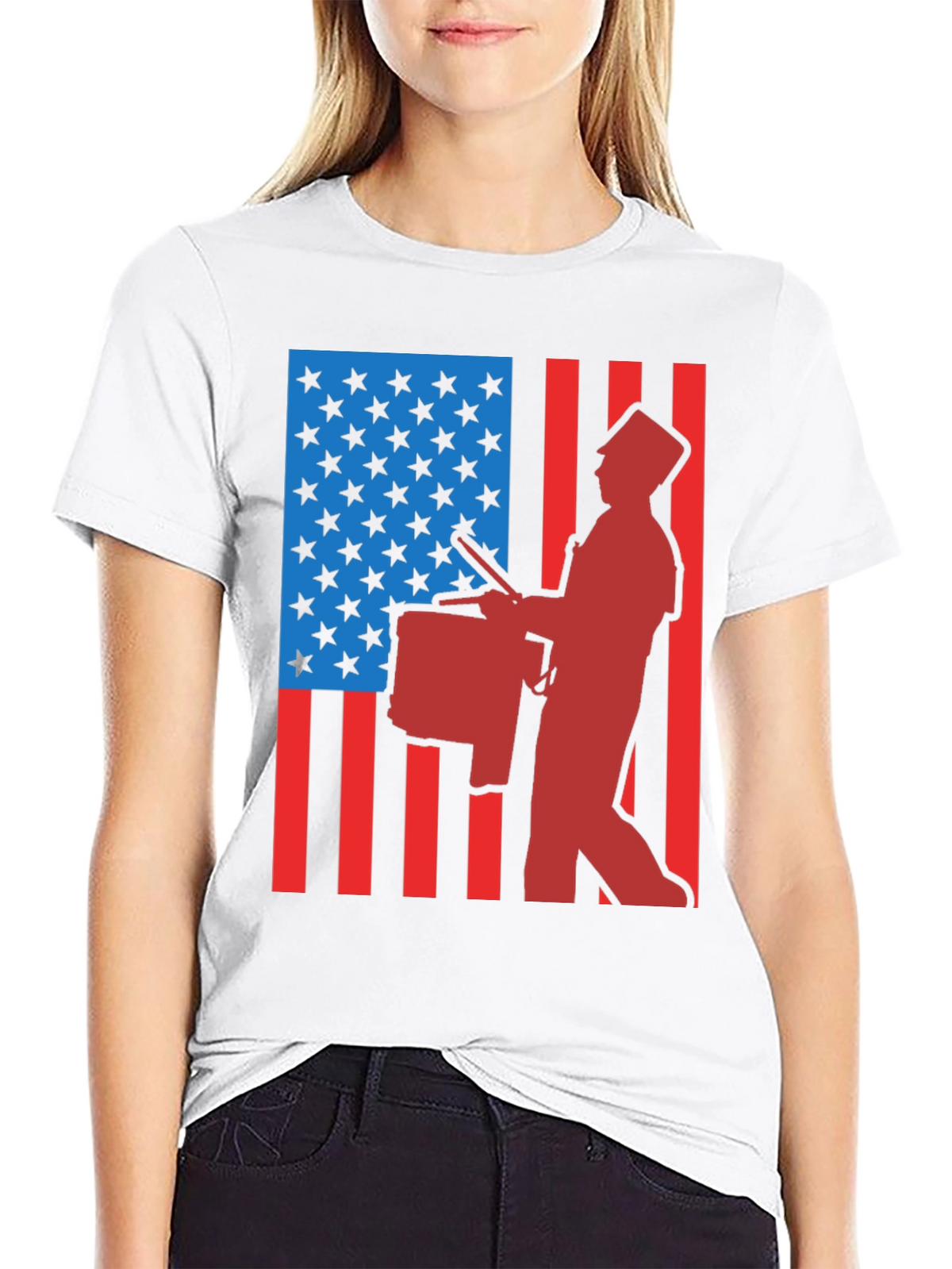 Patriotic Drummer T-Shirt - USA Flag Graphic Tee