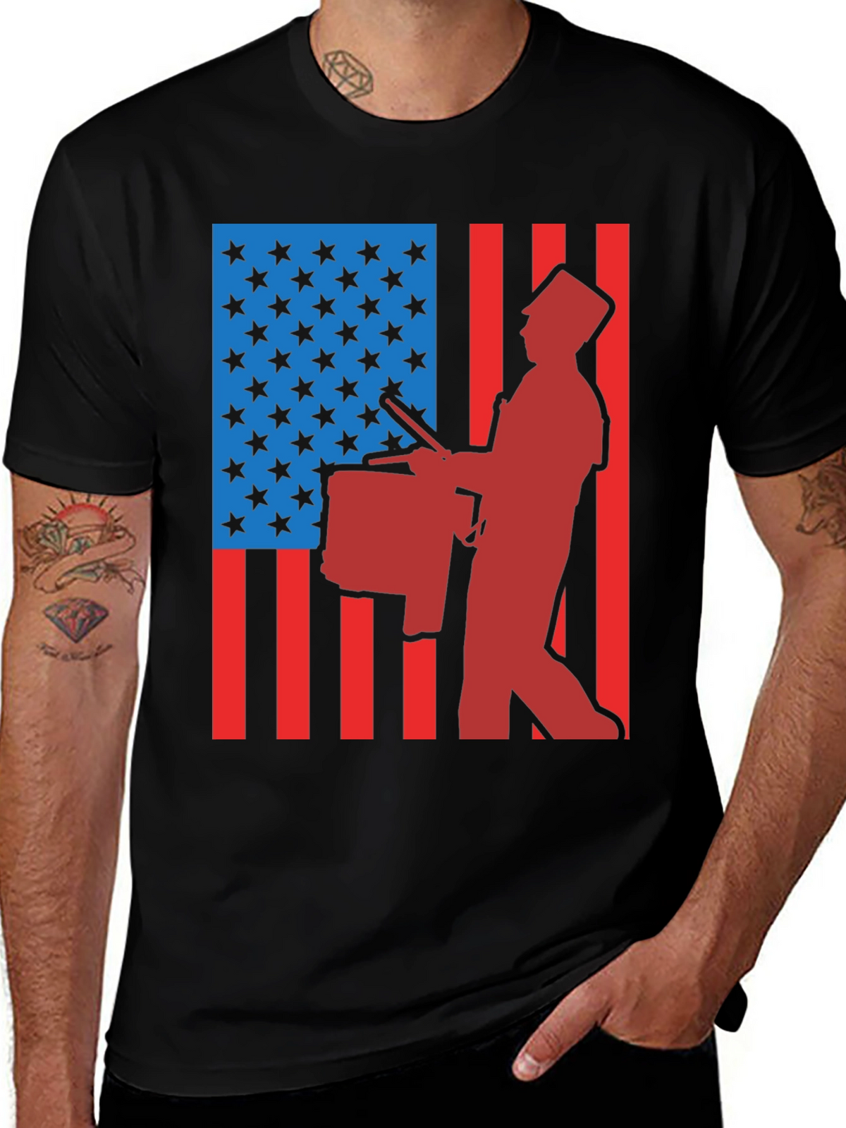 Patriotic Drummer T-Shirt - USA Flag Graphic Tee