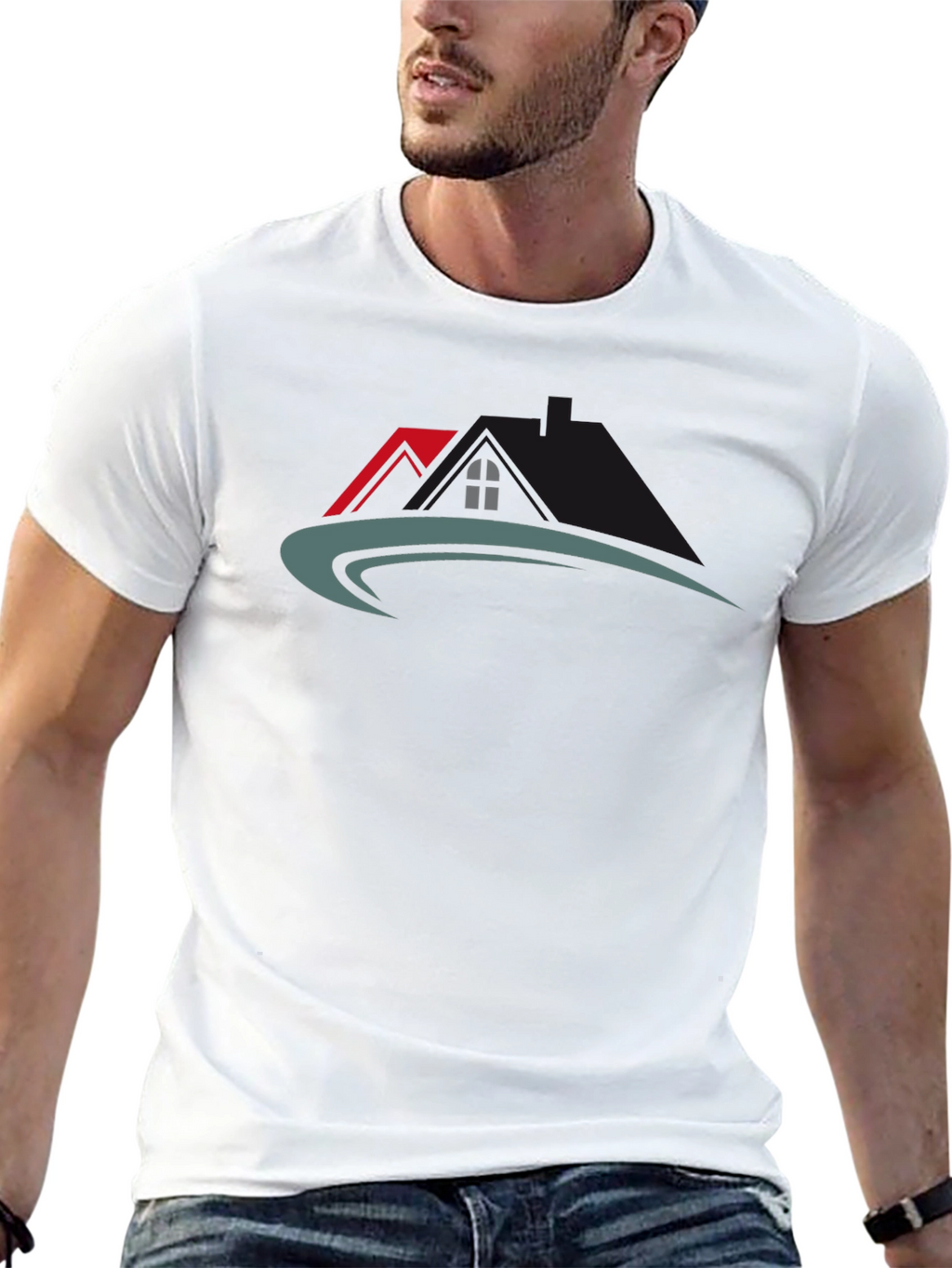 Stylish House Logo Black T-Shirt