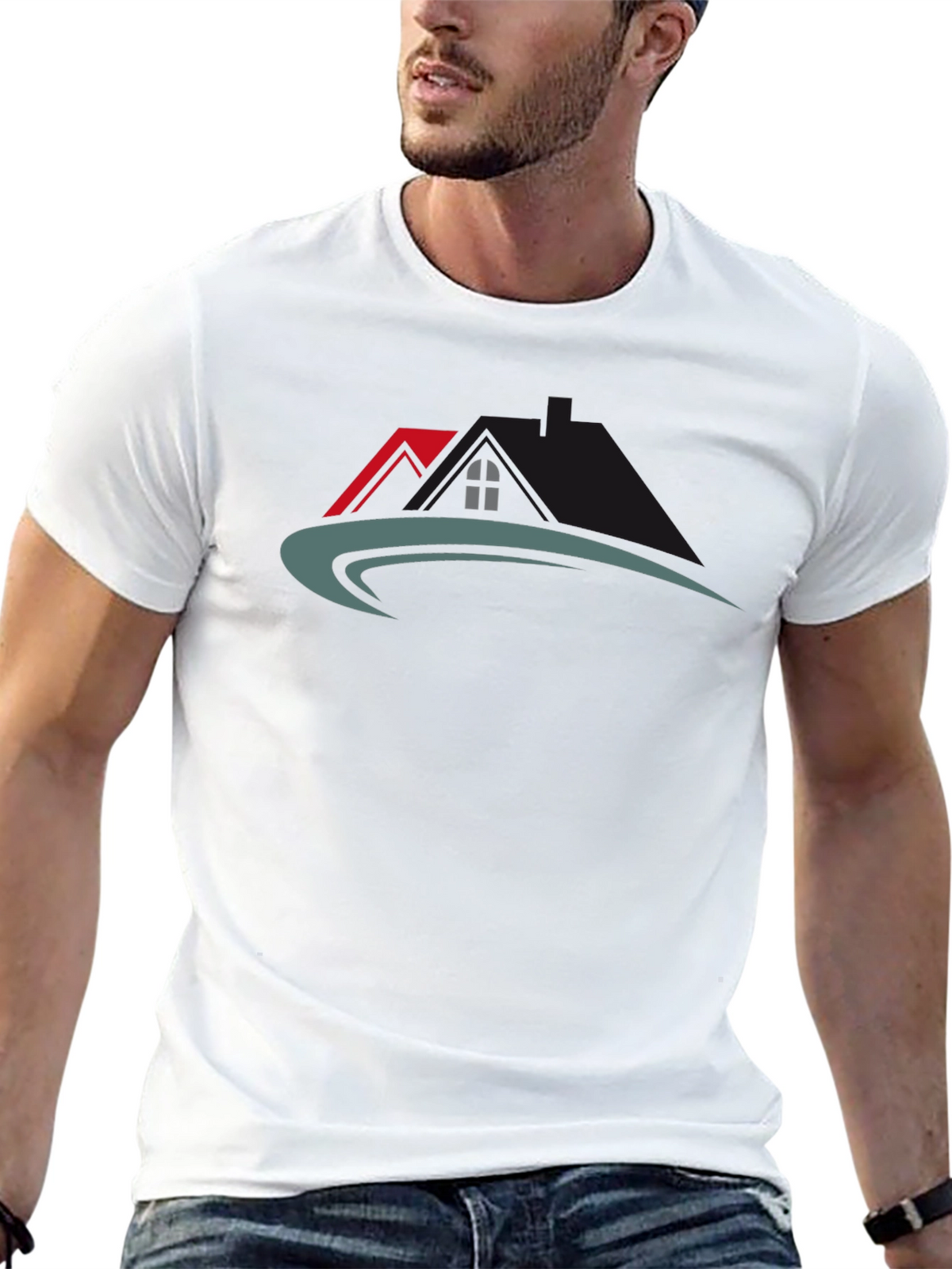 Stylish House Logo Black T-Shirt