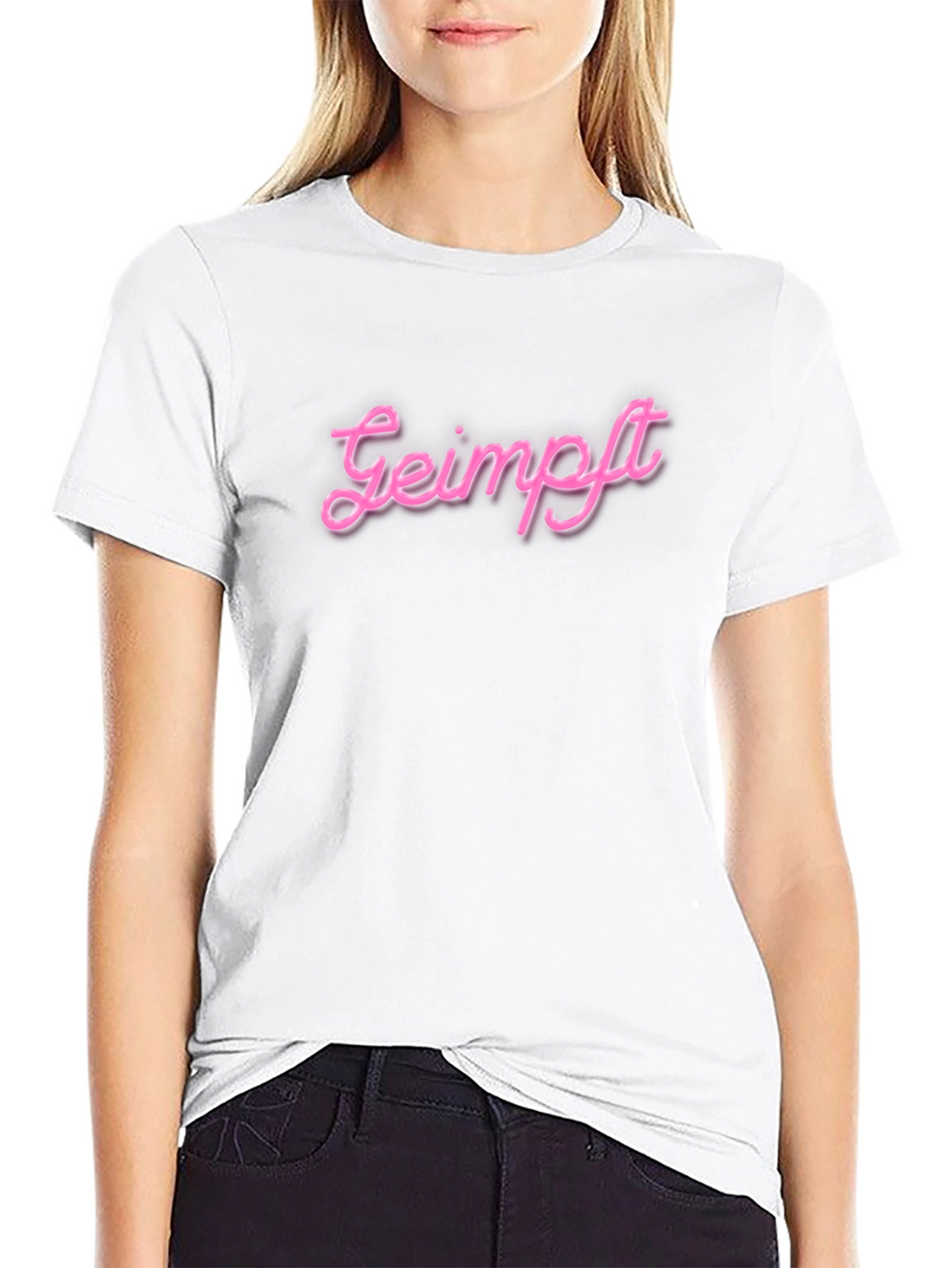 Geimpft Pink Neon Style Graphic T-Shirt
