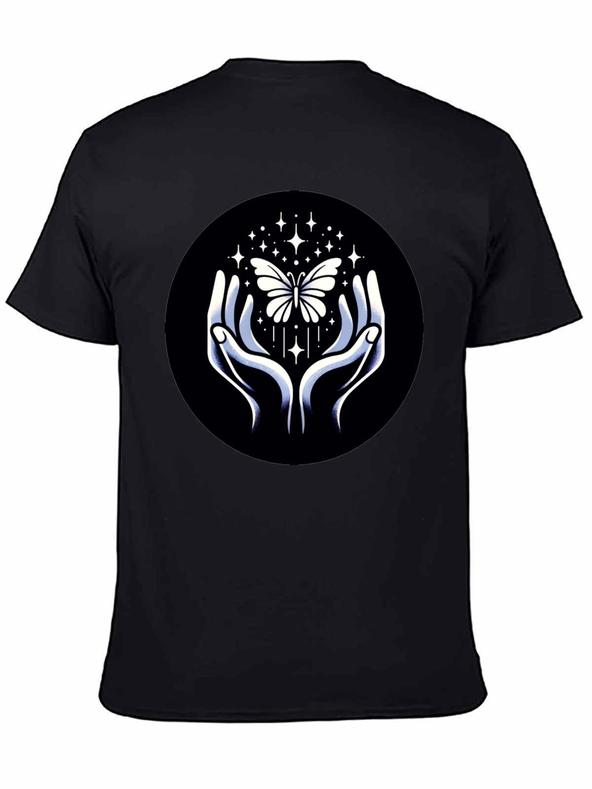 Butterfly Hands Graphic Tee - Stylish Black T-Shirt