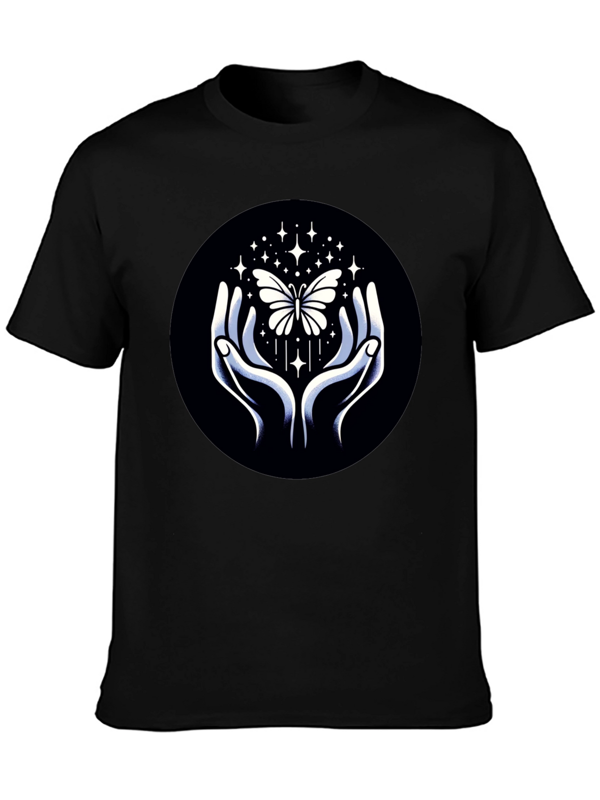 Butterfly Hands Graphic Tee - Stylish Black T-Shirt
