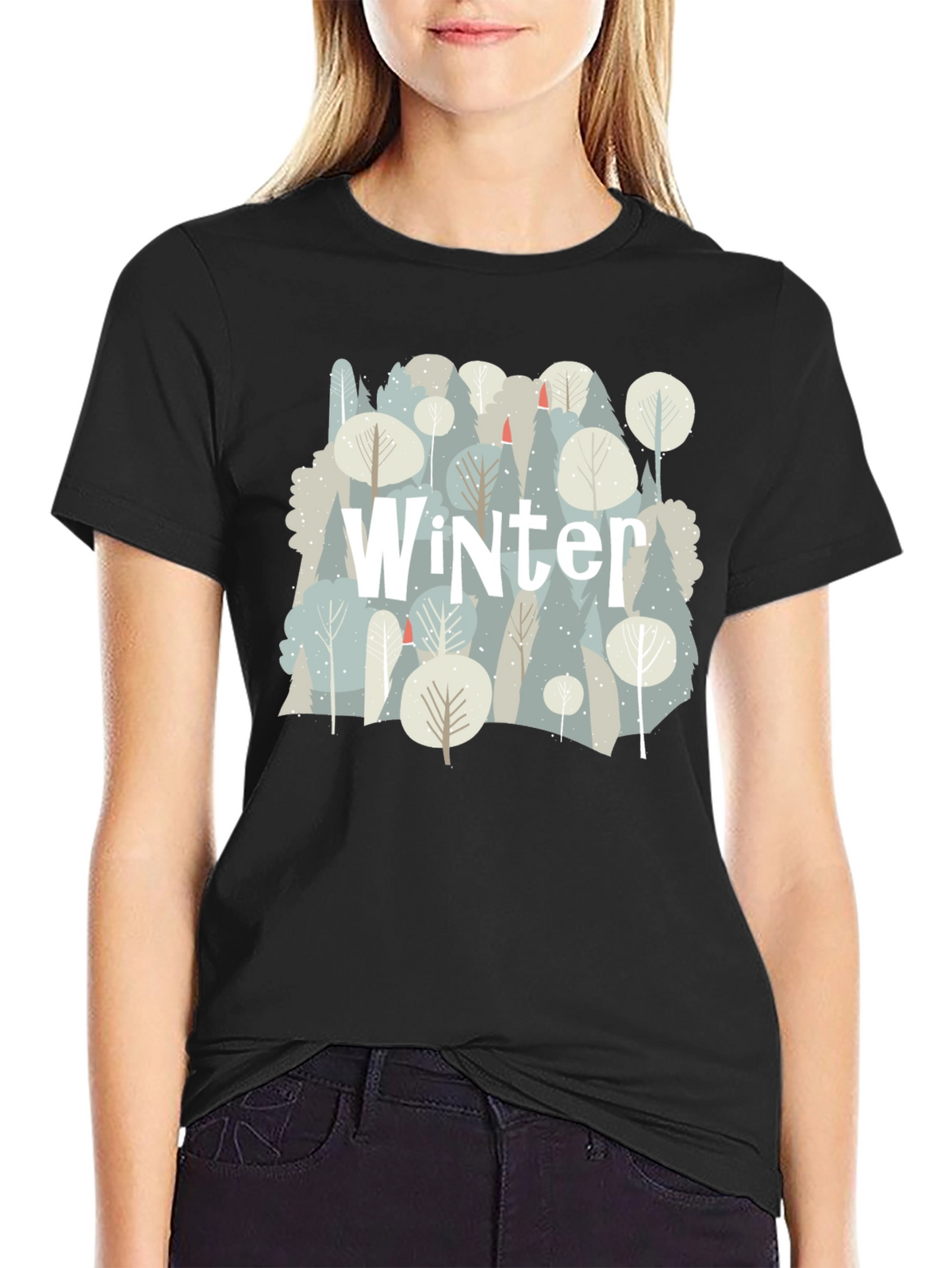 Winter Forest Graphic T-Shirt - Black