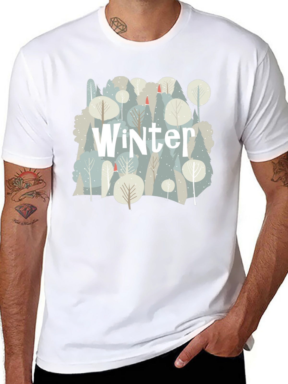 Winter Forest Graphic T-Shirt - Black