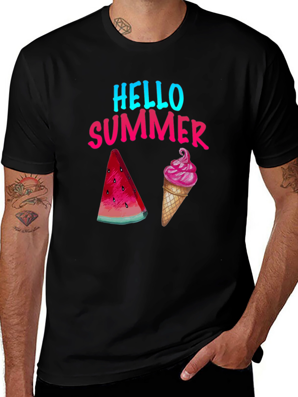 Hello Summer T-Shirt - Watermelon and Ice Cream