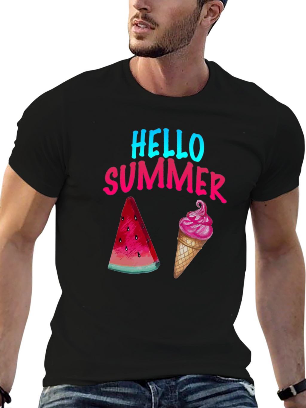 Hello Summer T-Shirt - Watermelon and Ice Cream