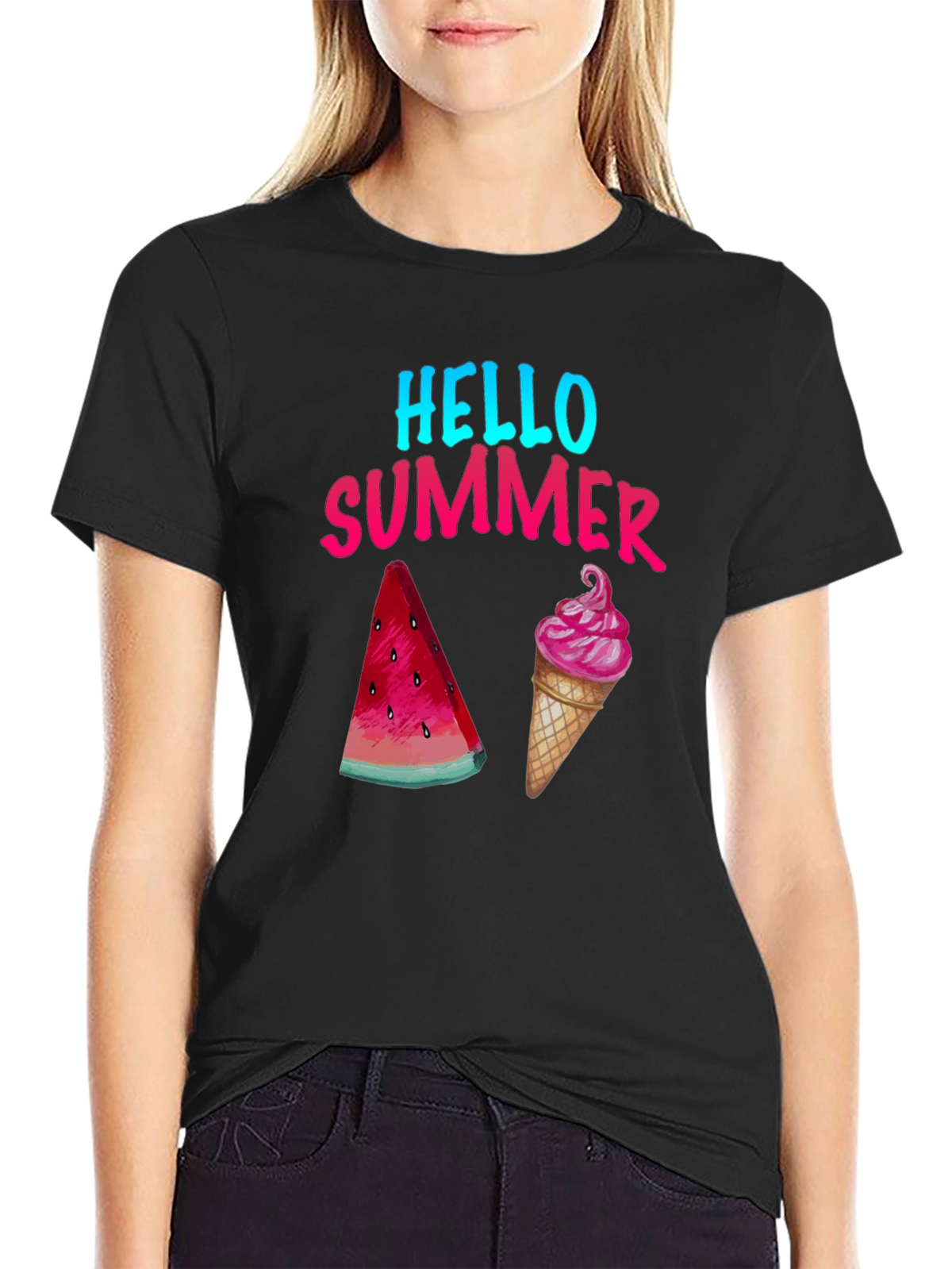 Hello Summer T-Shirt - Watermelon and Ice Cream