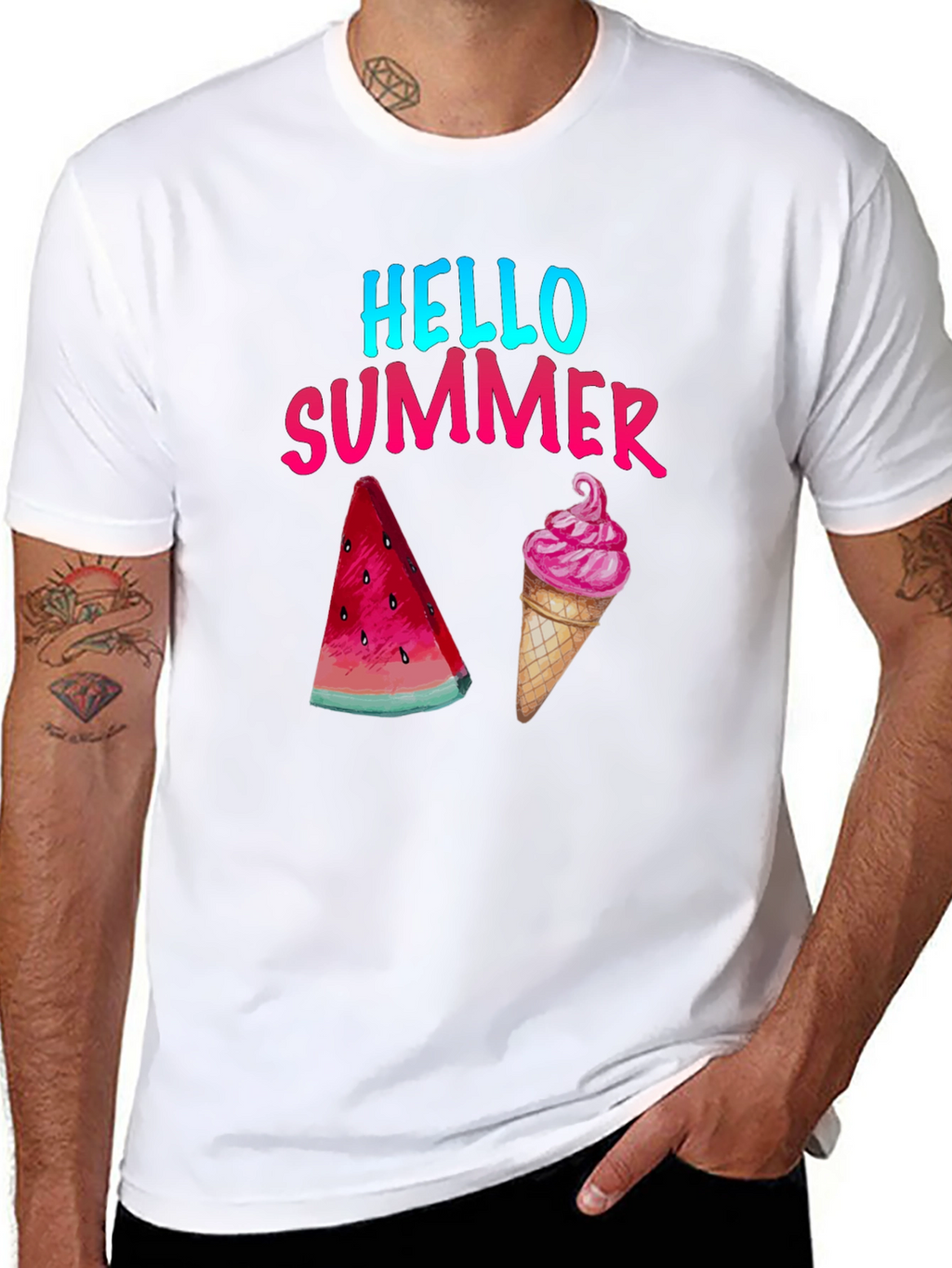 Hello Summer T-Shirt - Watermelon and Ice Cream