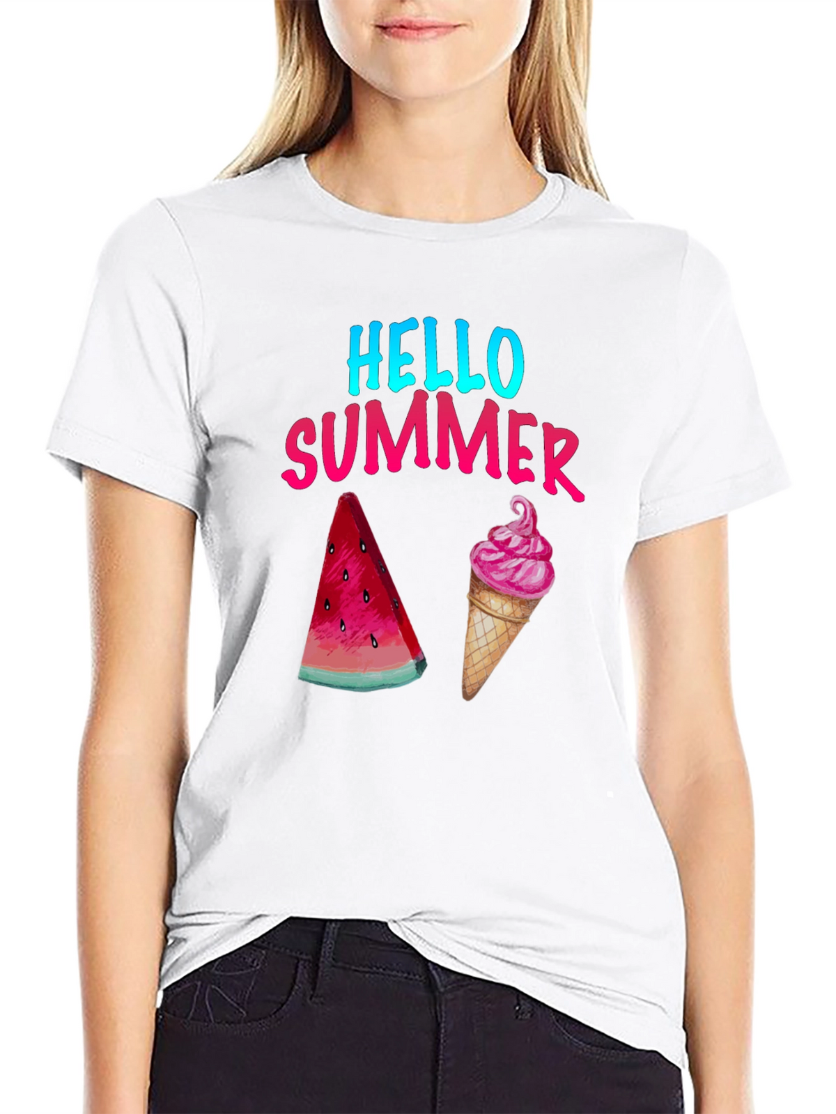 Hello Summer T-Shirt - Watermelon and Ice Cream