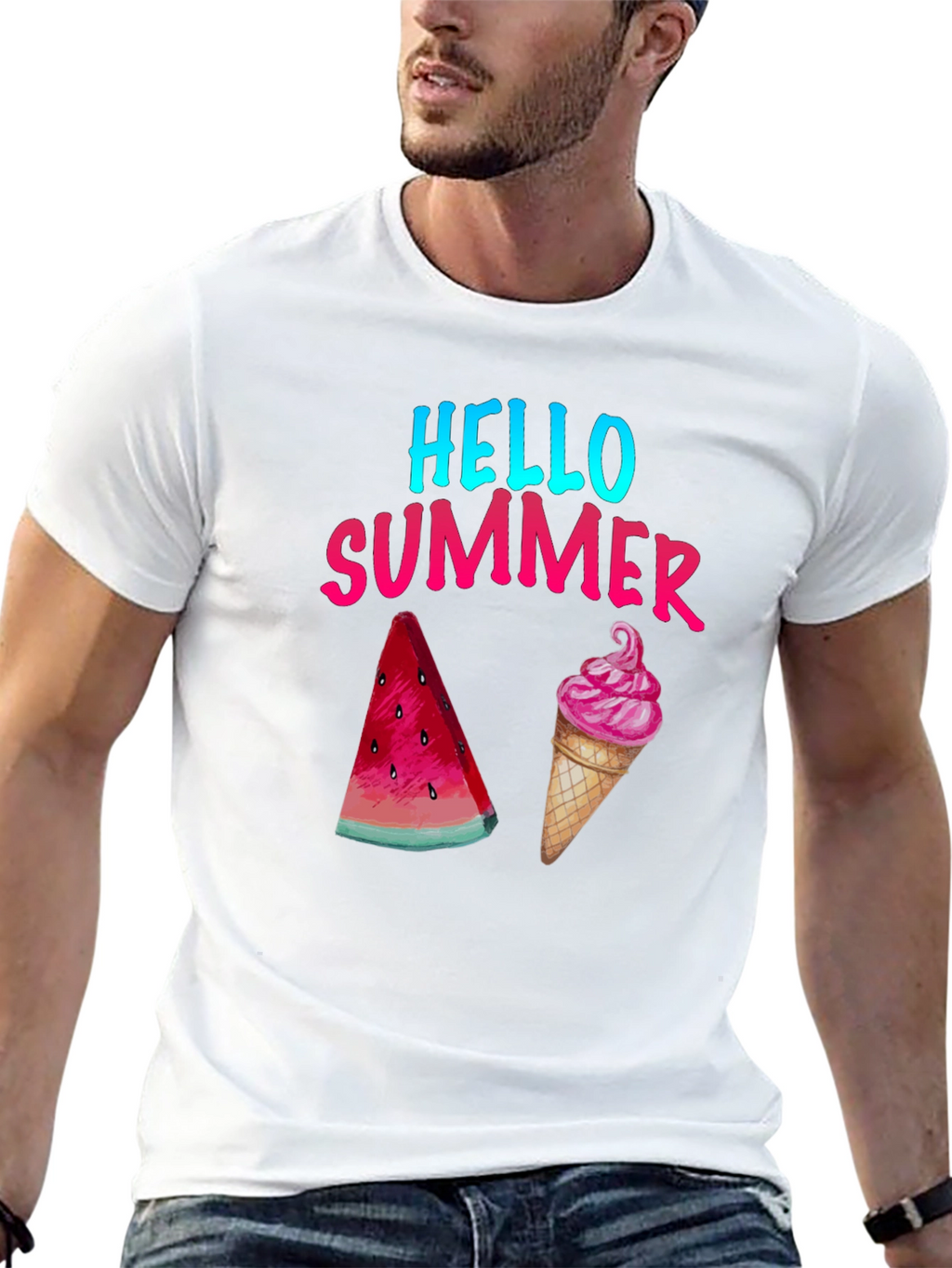 Hello Summer T-Shirt - Watermelon and Ice Cream