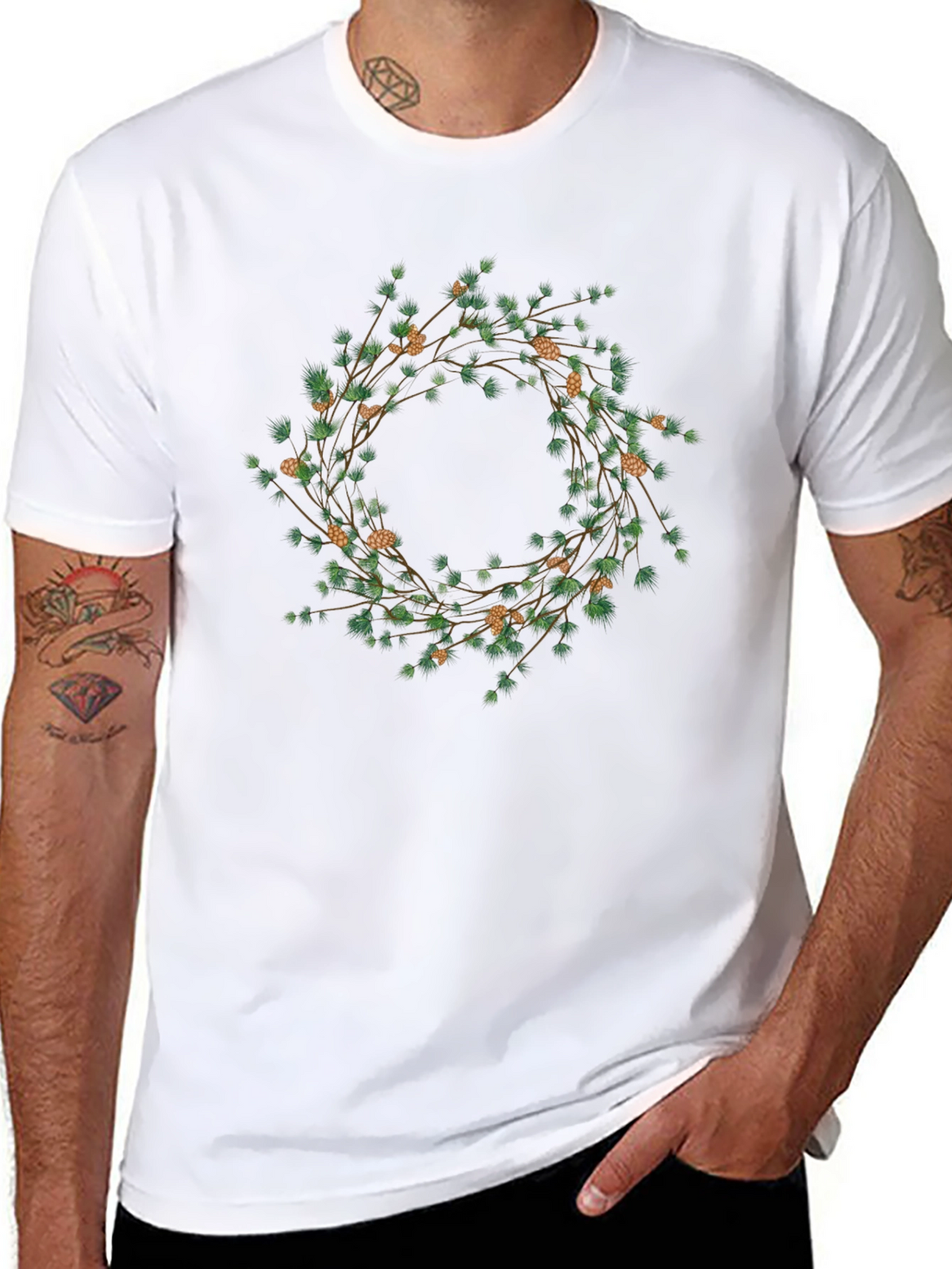 Botanical Wreath Graphic Tee - Black