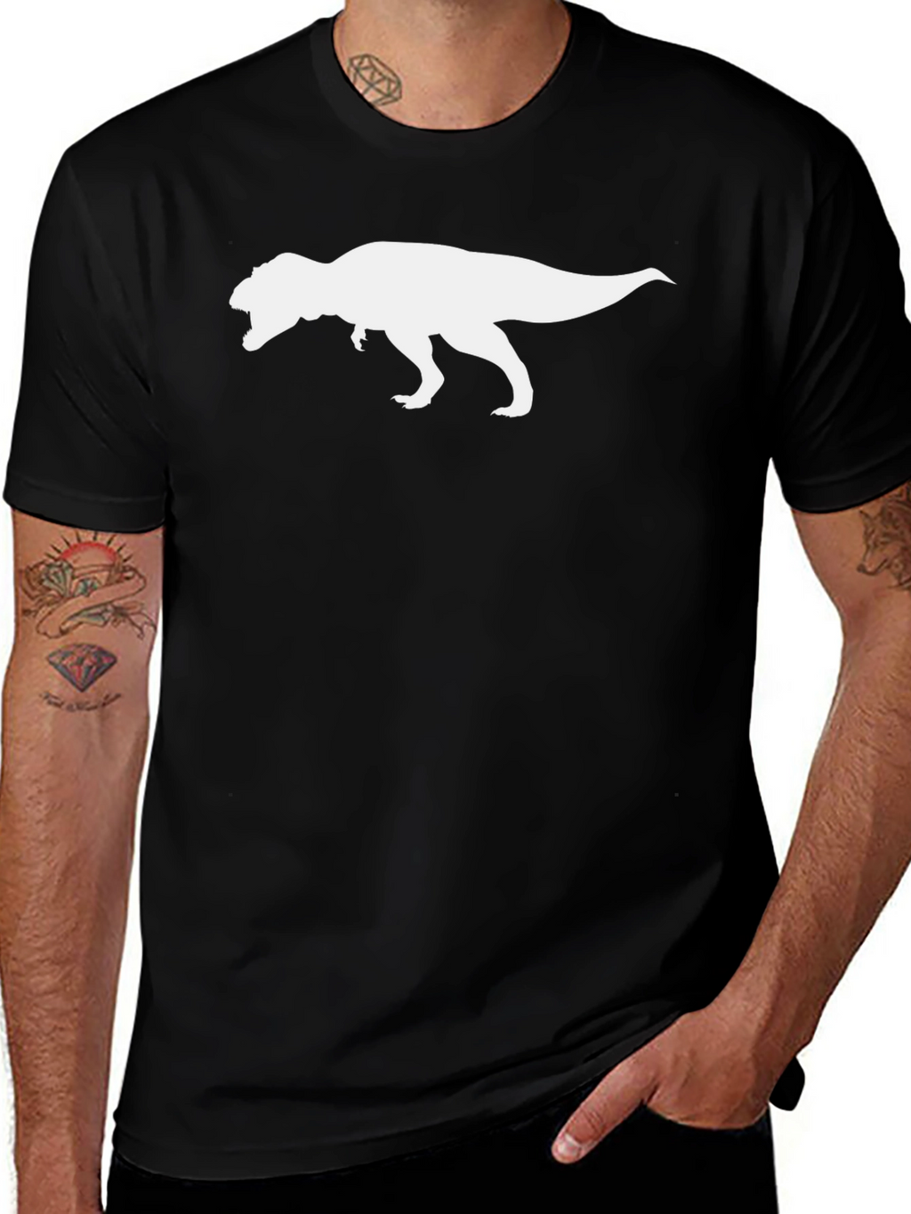 T-Rex Silhouette Black Cotton Graphic Tee