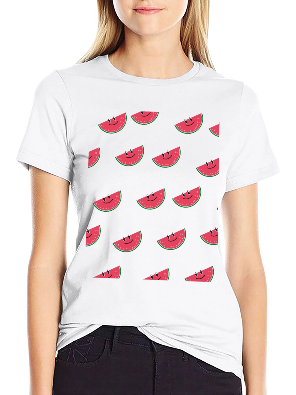 Smiling Watermelon Slice Graphic T-Shirt