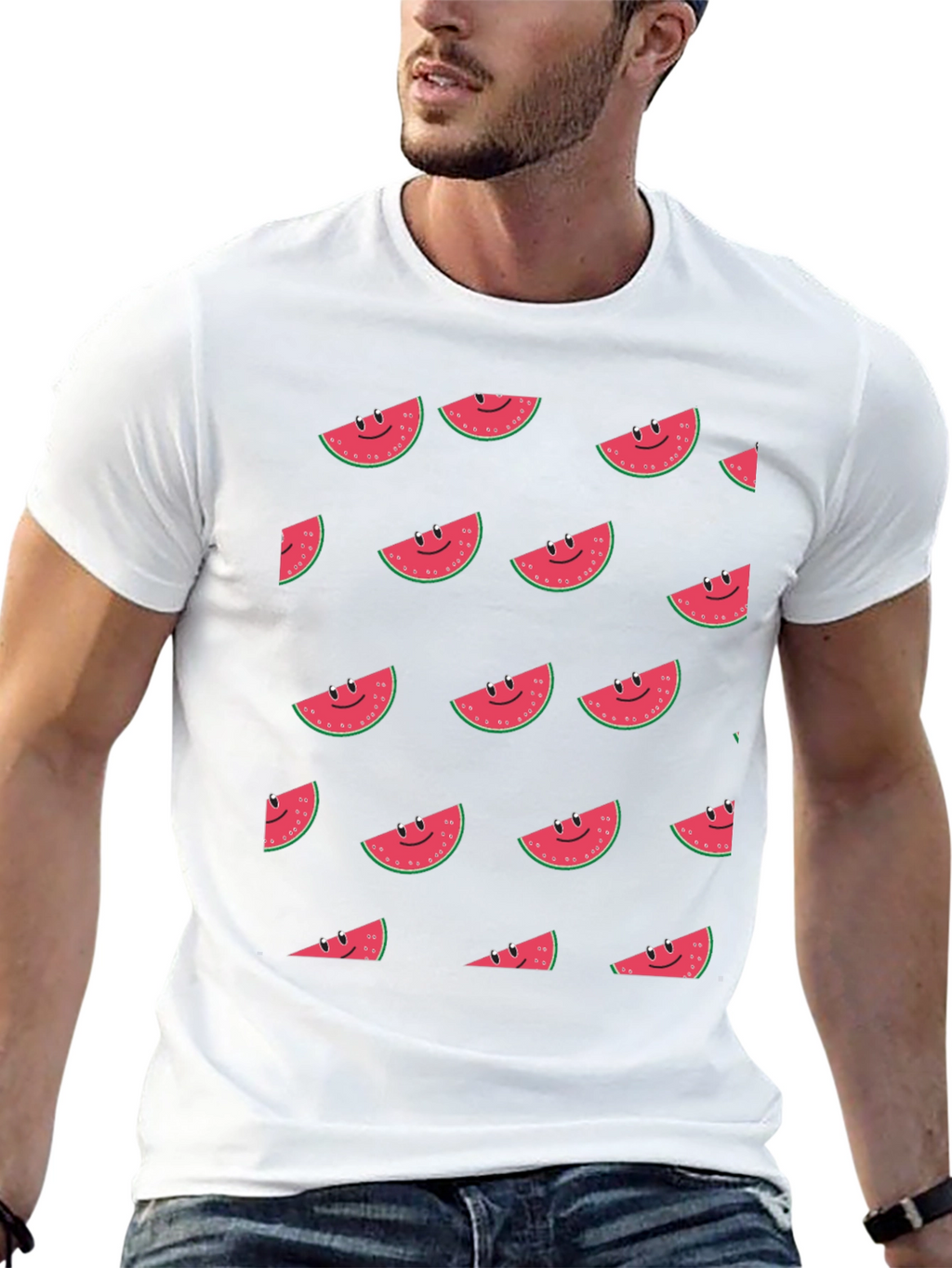 Smiling Watermelon Slice Graphic T-Shirt
