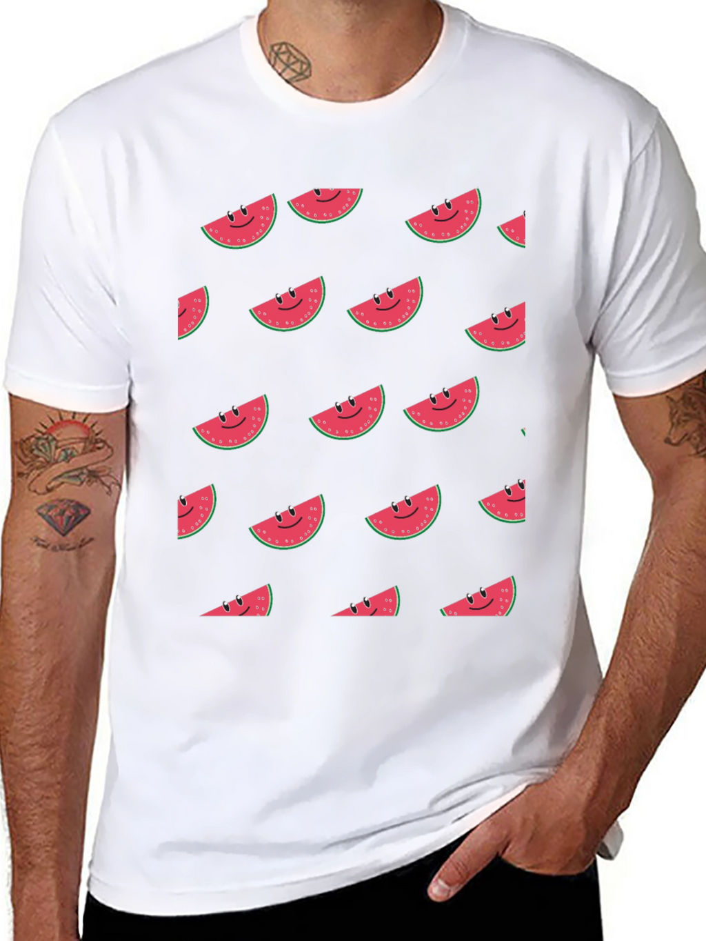 Smiling Watermelon Slice Graphic T-Shirt