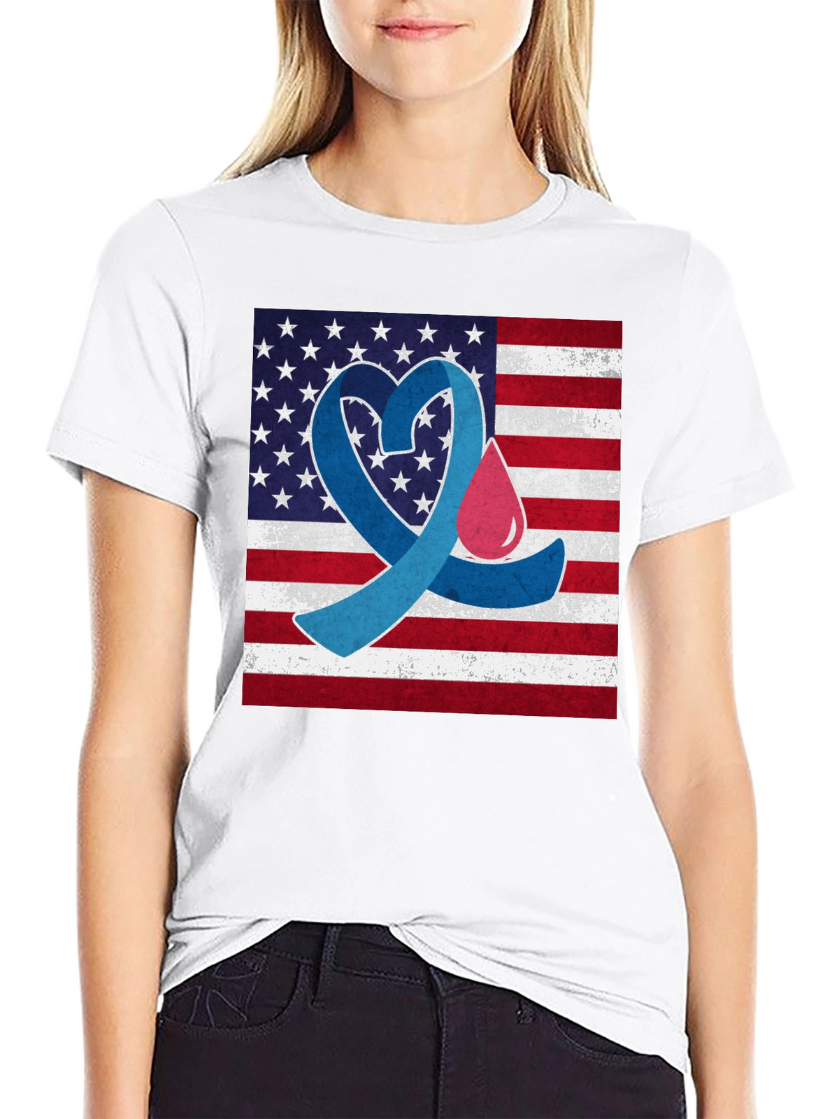 American Flag Diabetes Awareness T-Shirt