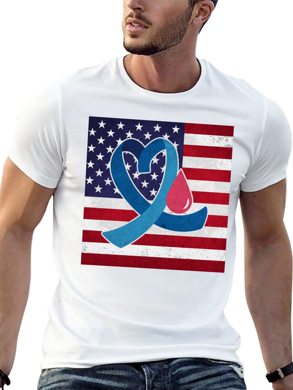 American Flag Diabetes Awareness T-Shirt
