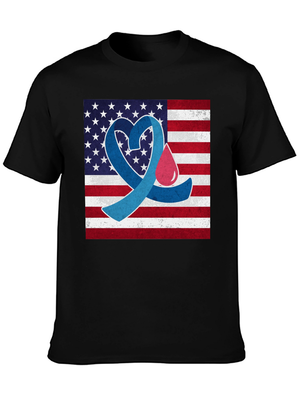 American Flag Diabetes Awareness T-Shirt