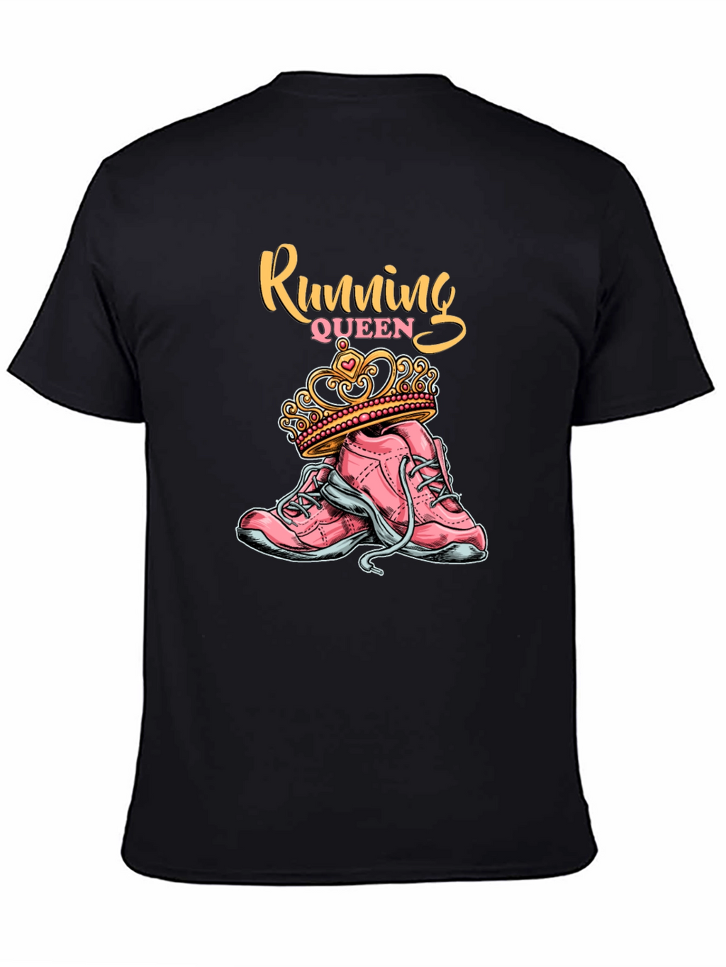Running Queen T-Shirt - Pink Sneakers and Crown Design