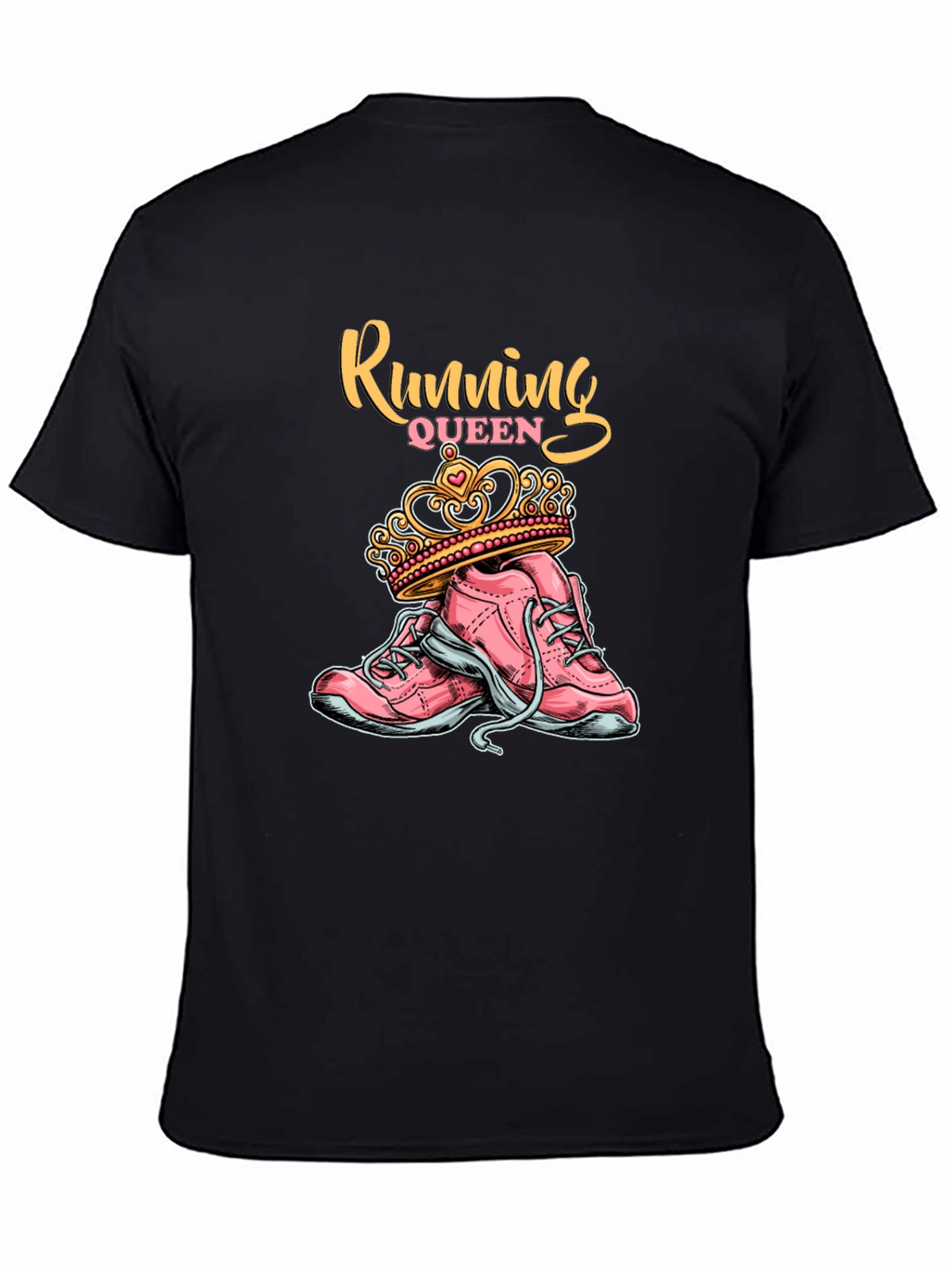 Running Queen T-Shirt - Pink Sneakers and Crown Design