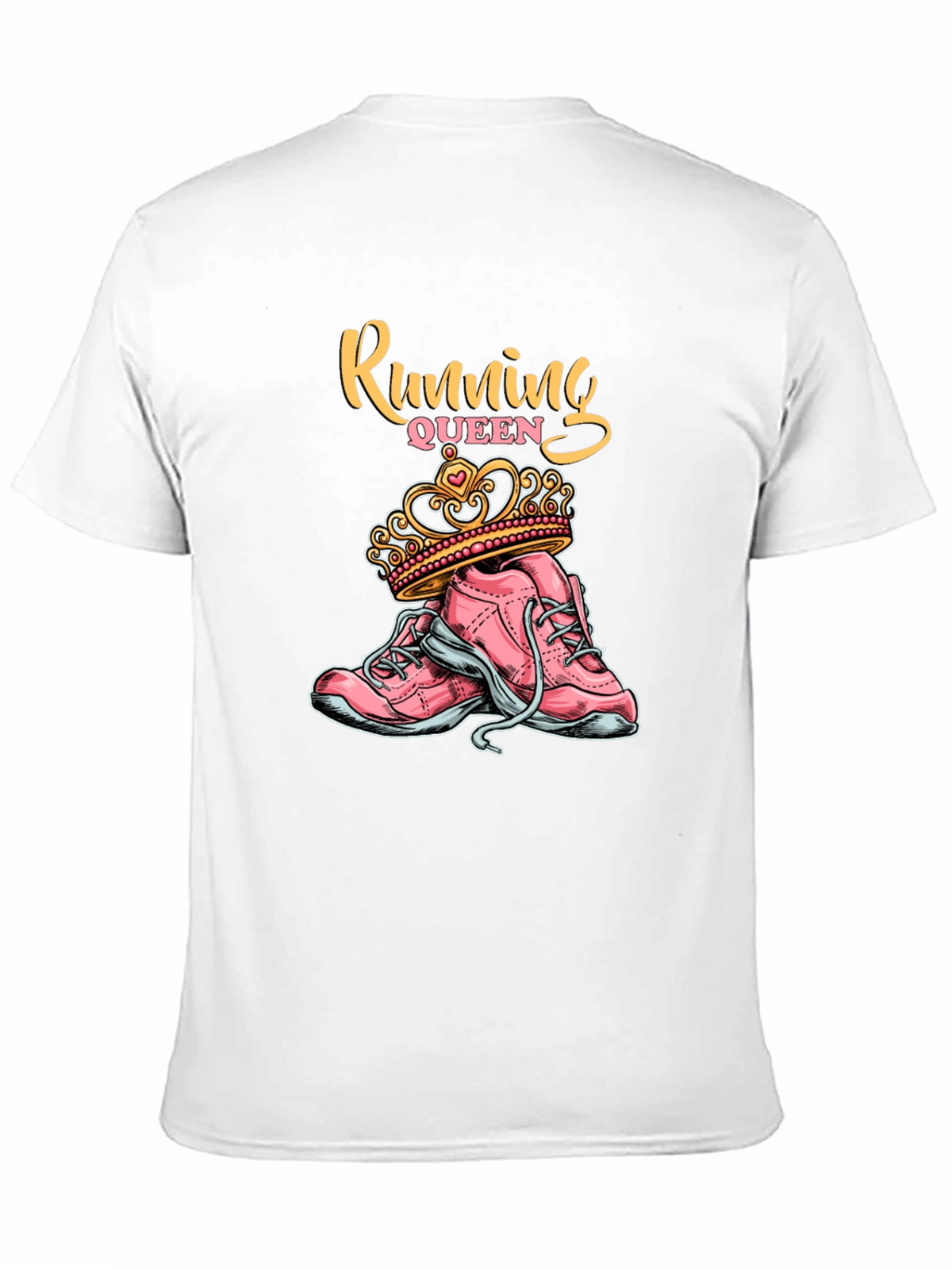 Running Queen T-Shirt - Pink Sneakers and Crown Design