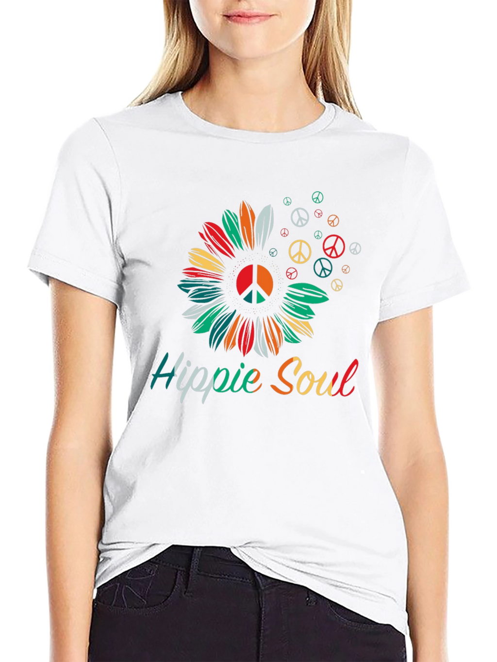 Hippie Soul T-Shirt - Peace Symbol Sunflower Graphic Tee