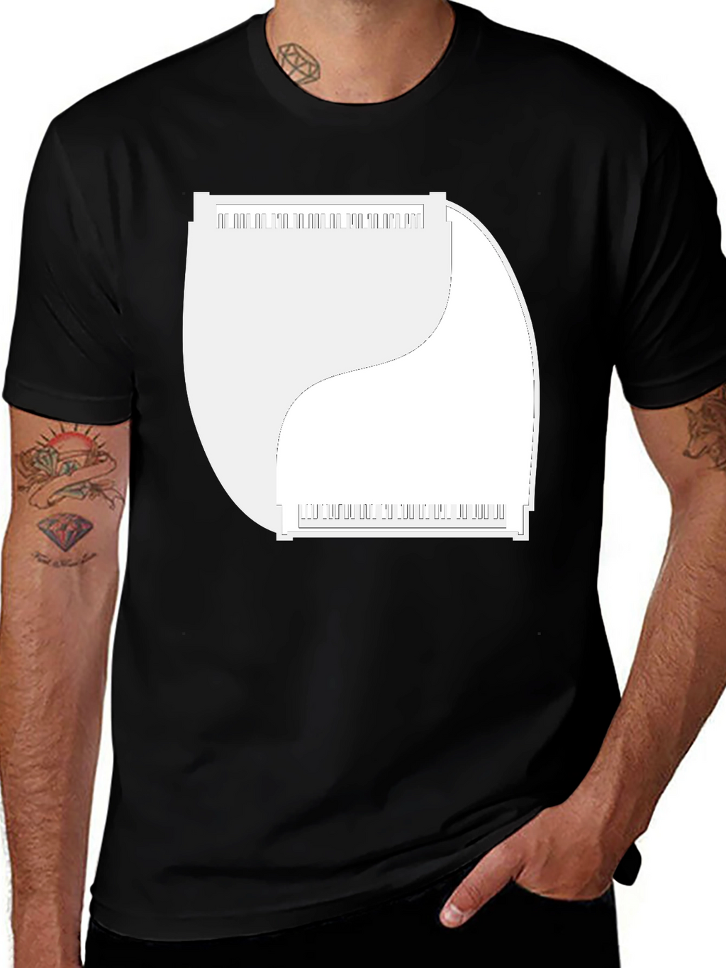Yin Yang Piano Keys Graphic Tee